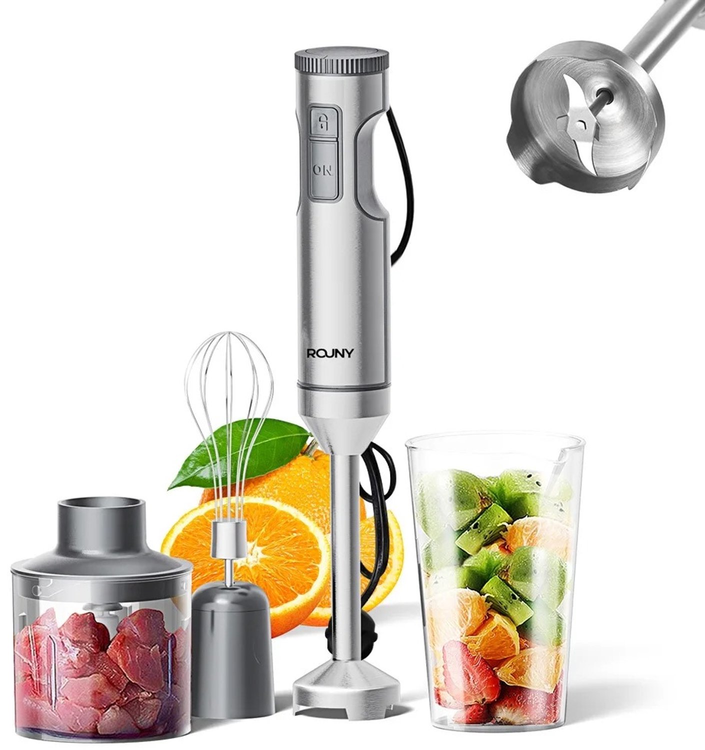 Vurnomi Staafmixer - Hakmolen - Hand blender - Blender set - Soepmixer - Smoothie mixer - Hakker - 4 - in - 1 - Krachtig -RVS