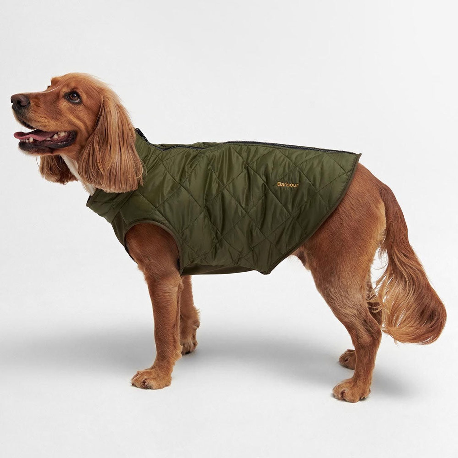 Barbour Reversible Quilt Borg Fleece Dog Coat Olijfgroen
