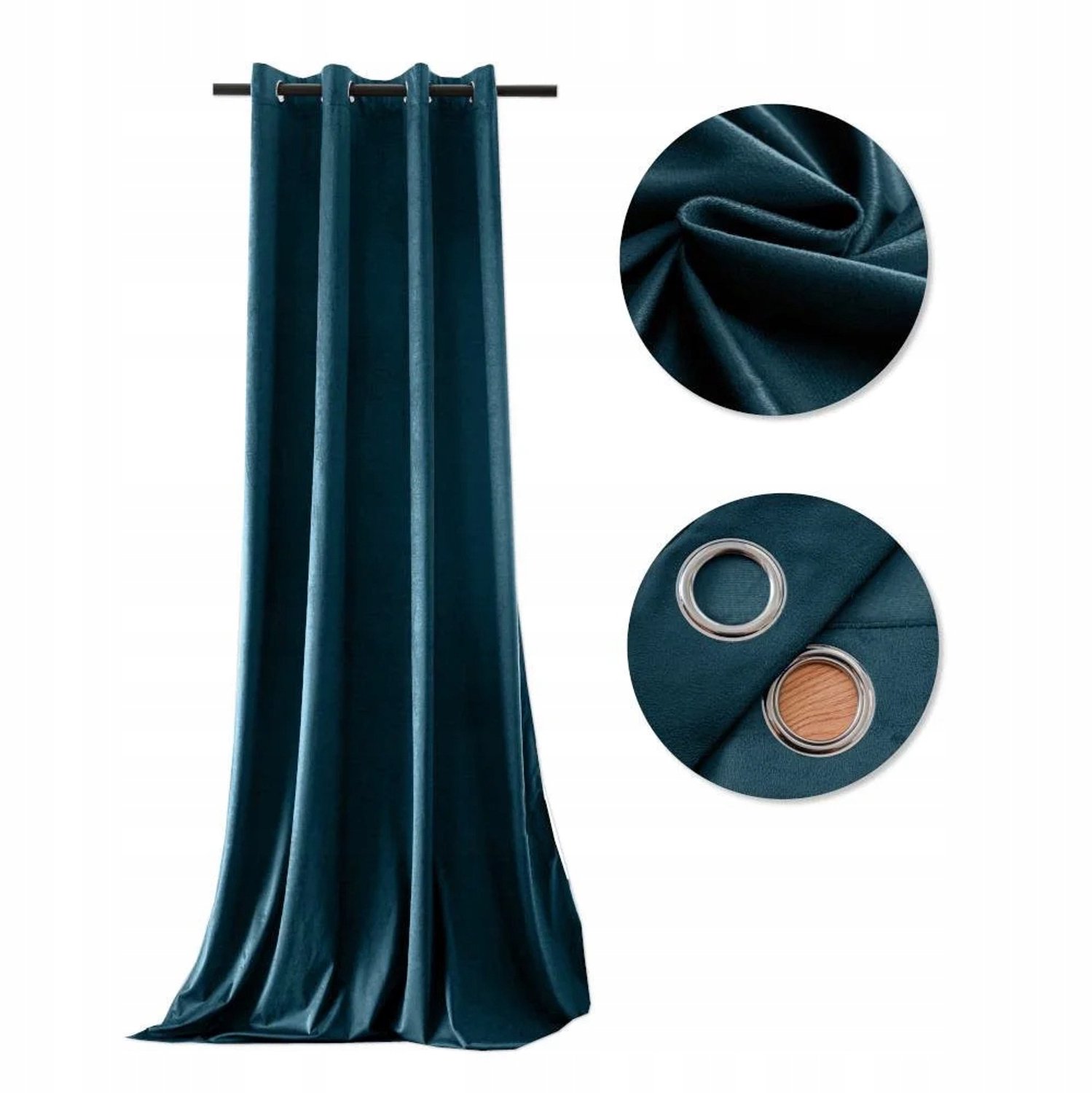 SCARLETT Velours Gordijn 140x250cm - Donker Turkoois Blauw met Ringband