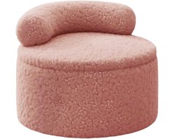 Ottomaanse voetensteun, gevoerde en ronde zitting 35 x 35 x 27 cm, compacte bank voor thuisaccent, zitmeubel met rugleuning, design voor woonkamer, slaapkamer