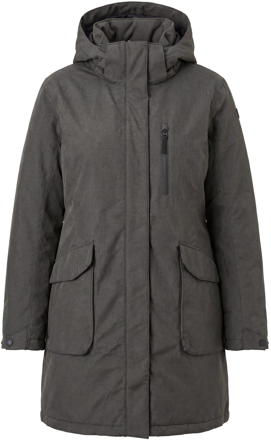 Ulla Popken - Dames - HYPRAR outdoorparka waterdicht capuchon gevoerd - Donkergrijze melange - Maat 46+