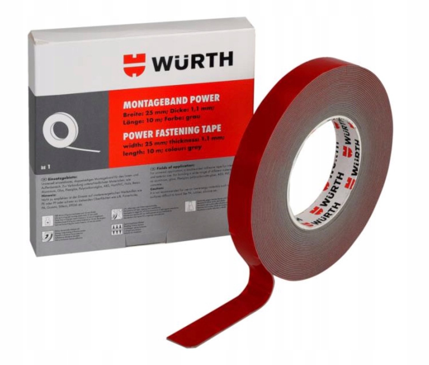 Wurth Power Montageband Dubbelzijdig 25mm x 10m - Sterk & Waterdicht