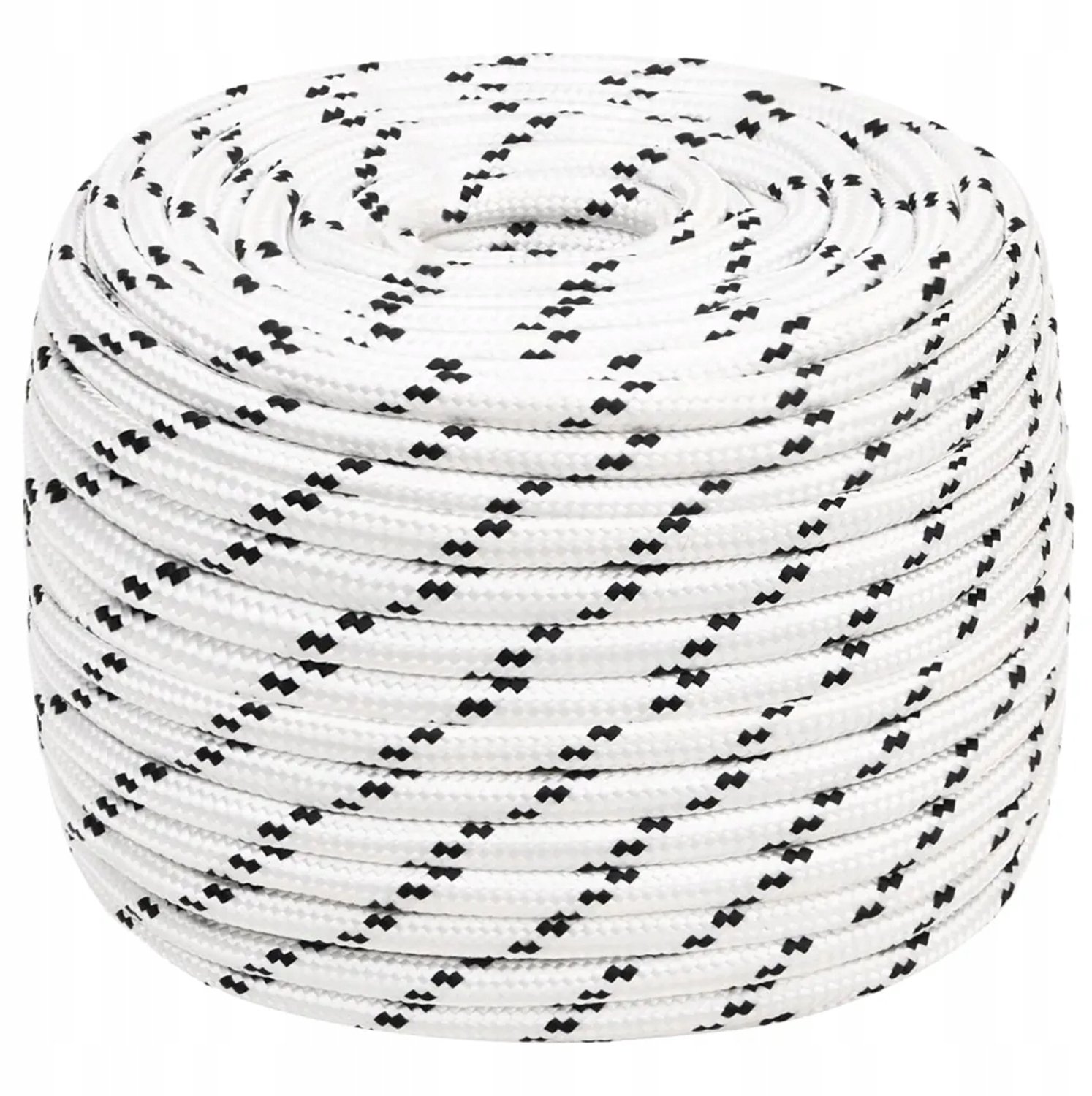 Wit touw polyester gevlochten 12mm, 25m, 380kg sterkte