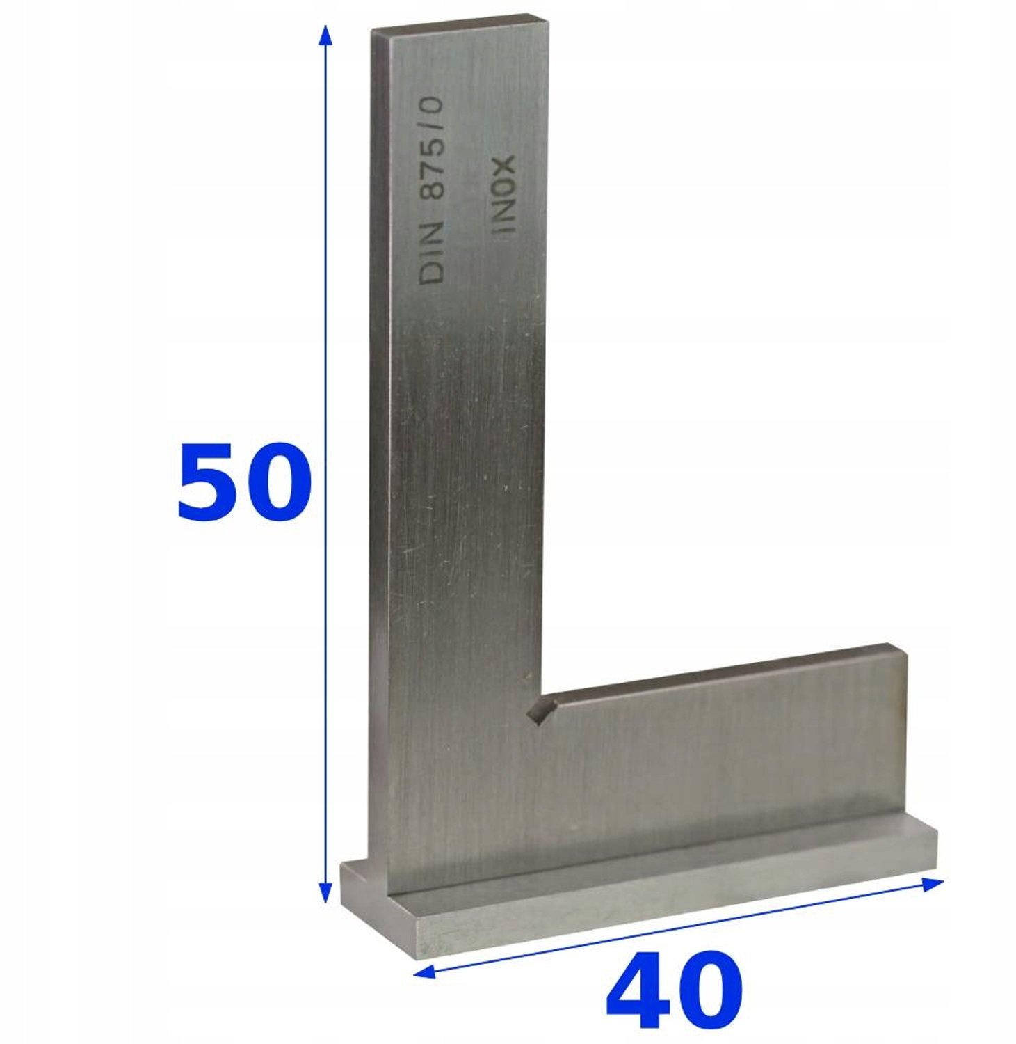 Merkloos RVS Hoekliniaal 50x40mm met Voet, Precisie DIN875/0