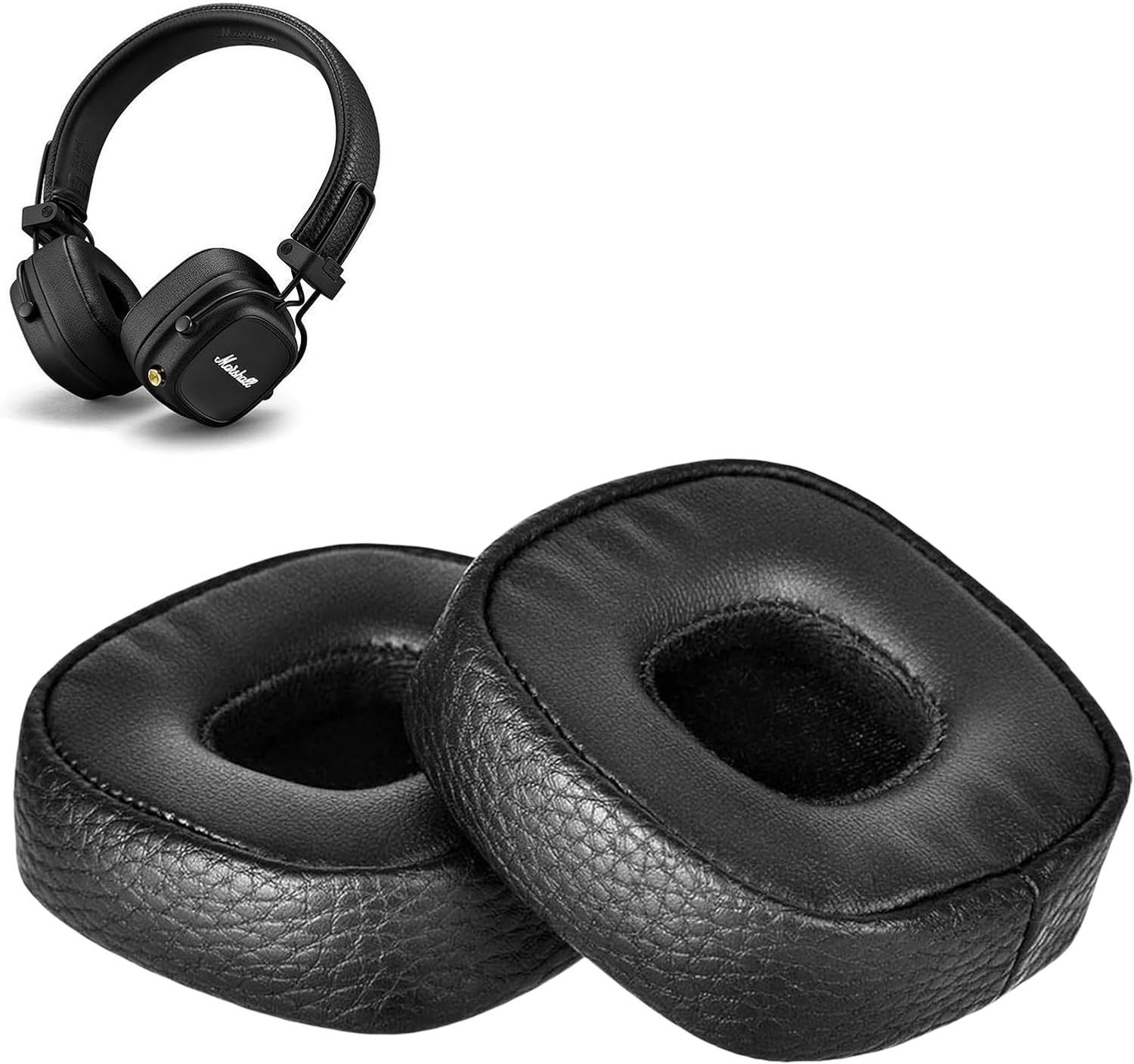 Vervangende Oorkussens voor On-Ear Hoofdtelefoons - Geheugenfoam en Zacht Leer, Zwart, Geschikt voor Bluetooth en Bedrade Modellen