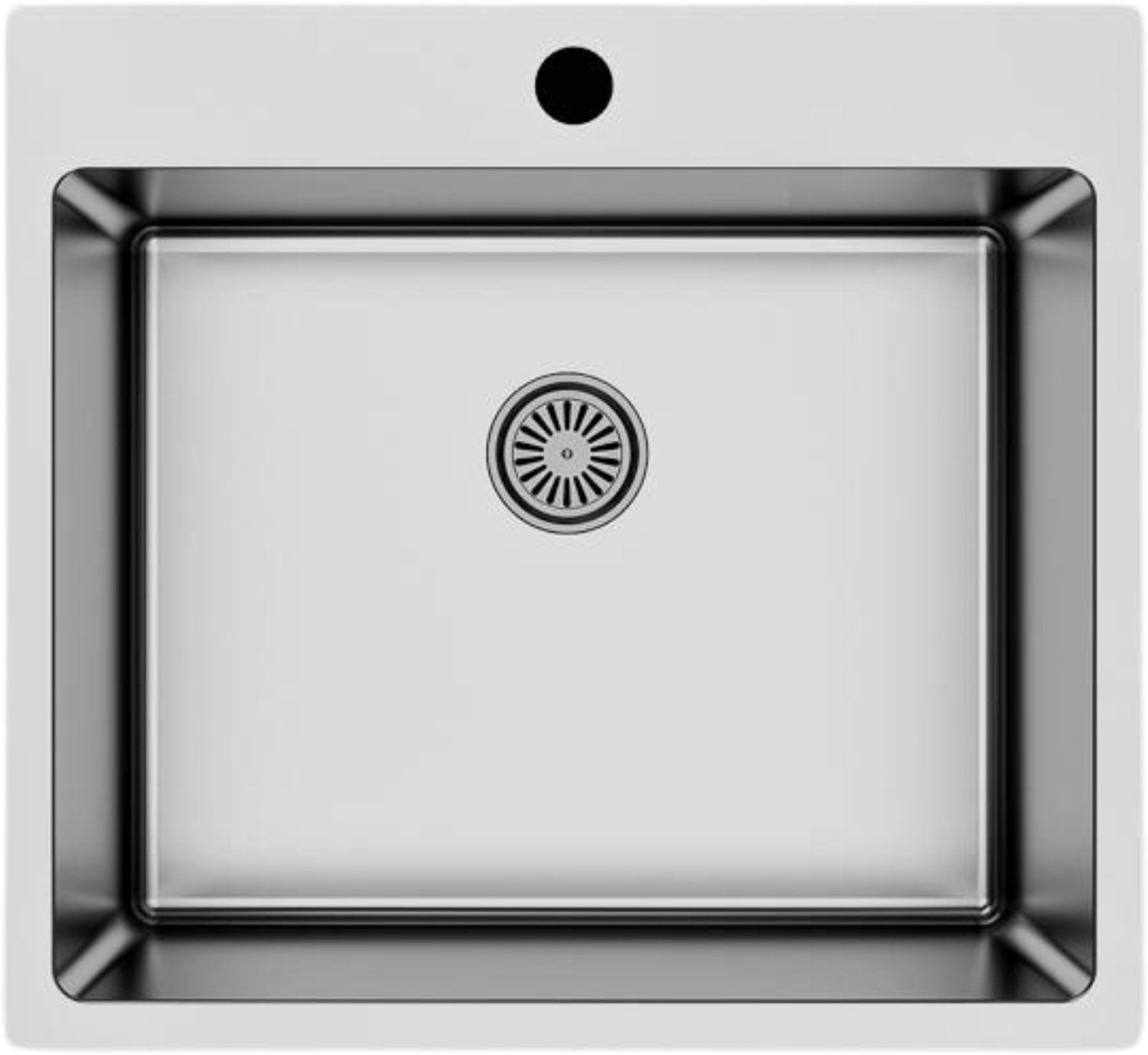 Faizee Home Steelcore RVS Spoelbak 55 x 50 cm - 17 cm Diep - Met Sifon - Optioneel met Bijpassende Kraan Silber Ohne Armatur