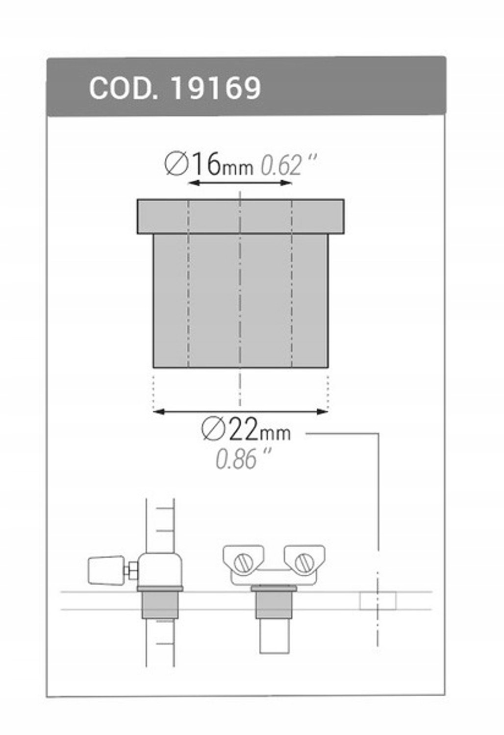 Piher Positioneringsring voor Lasertafel 16mm/22mm