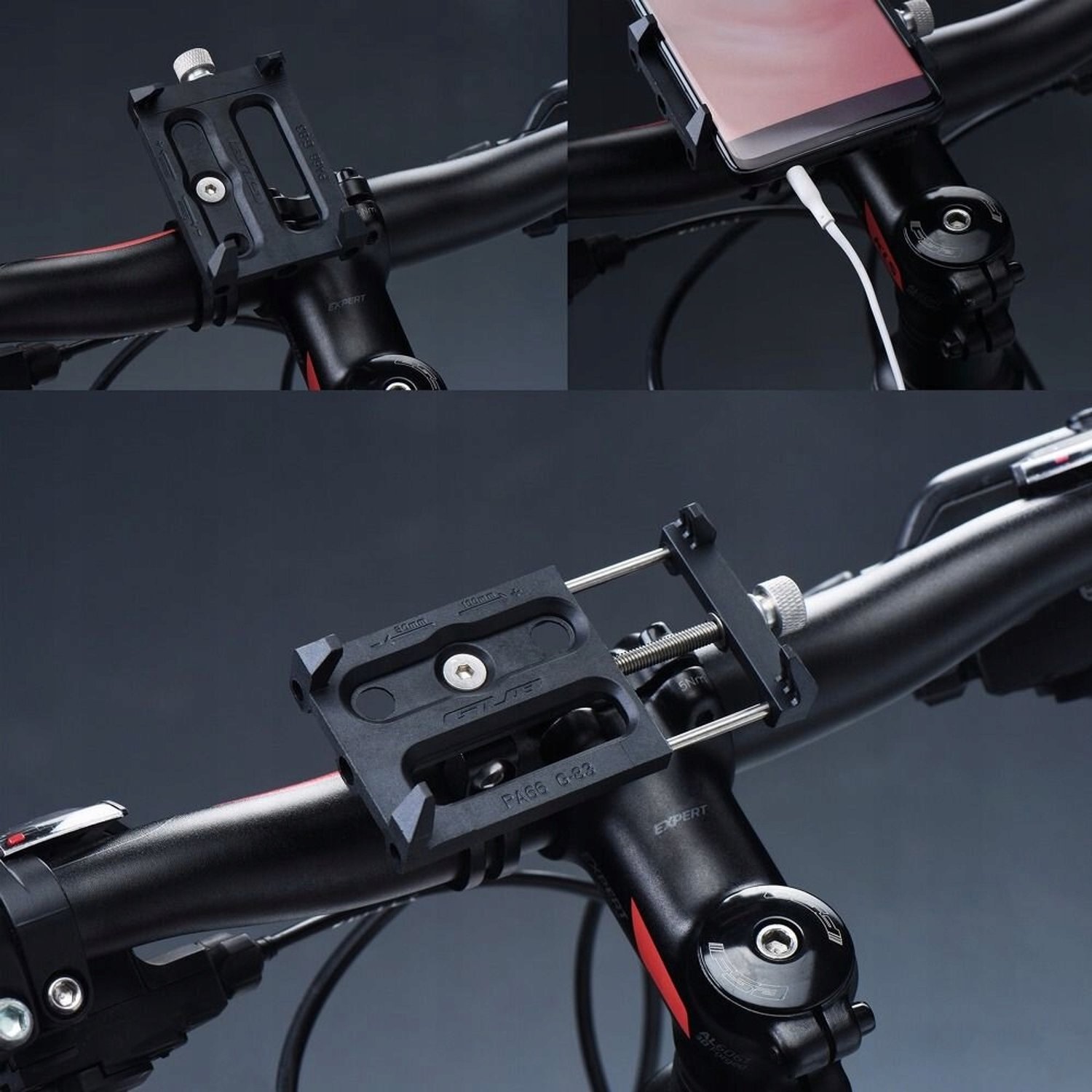GUB G83 Fietsstuur Telefoonhouder - Aluminium Zwart