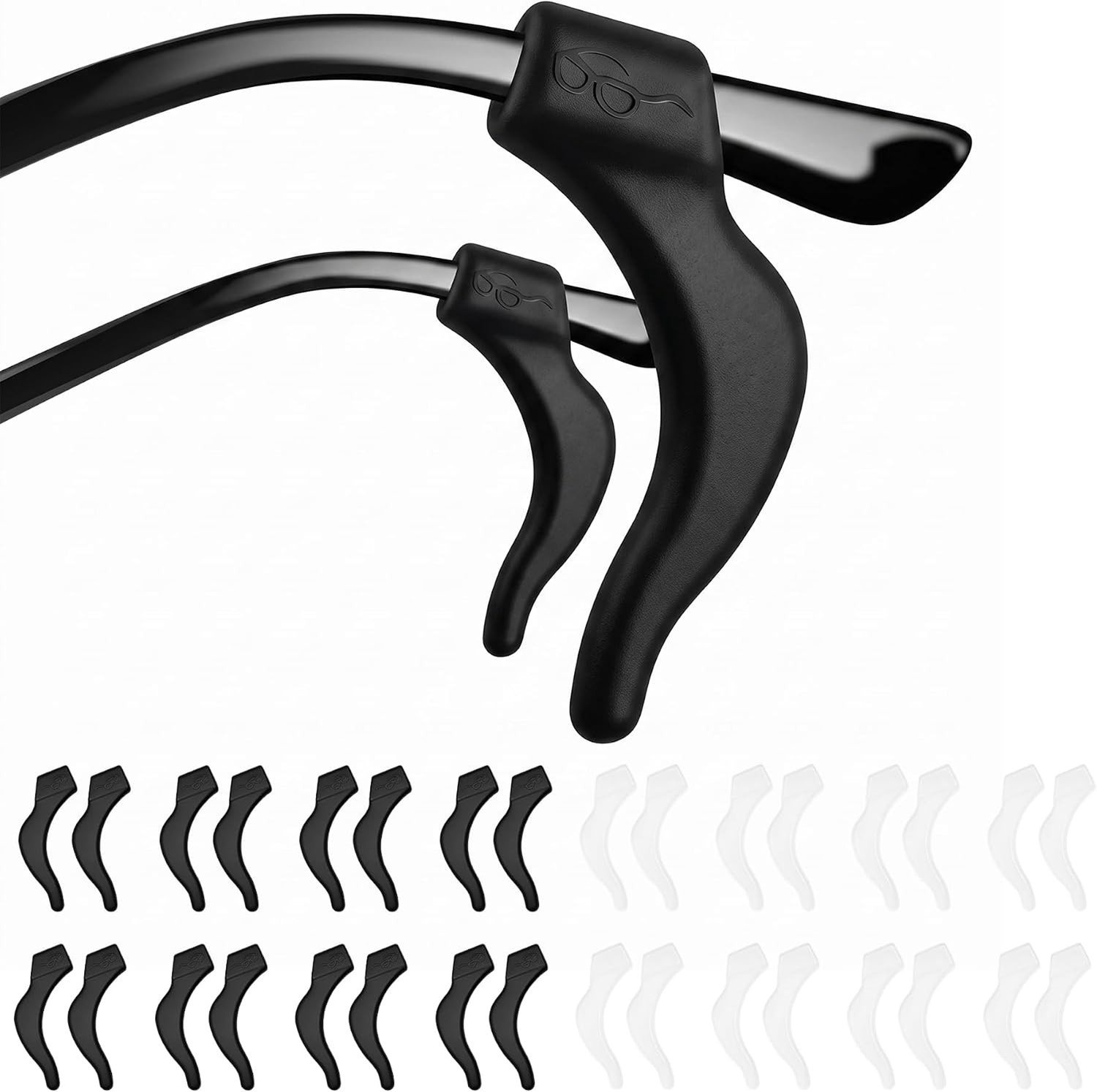 Zwarte en Witte Silicone Brilhouder - Antislip Brilhouder voor Zonnebrillen en Eyewear met Oorklemmen
