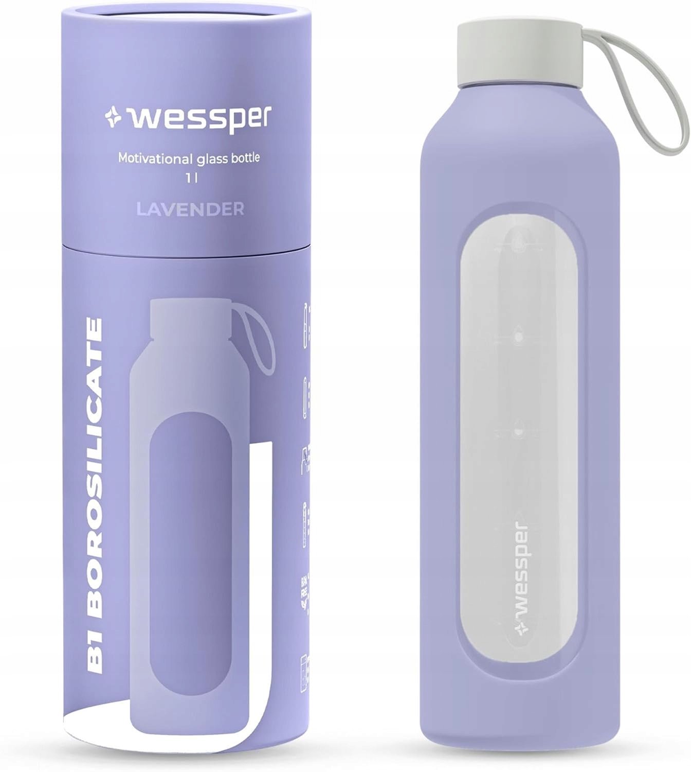 Glazen Drinkfles 1L met Tijdmarkeringen - Lekvrij & BPA-vrij