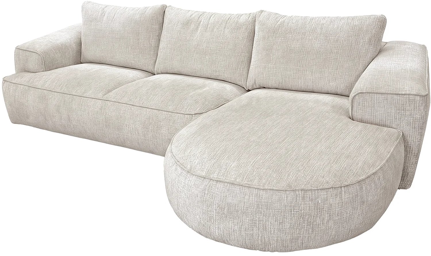 Vente-unique Hoekbank rechts in beige chenillestof LICANU