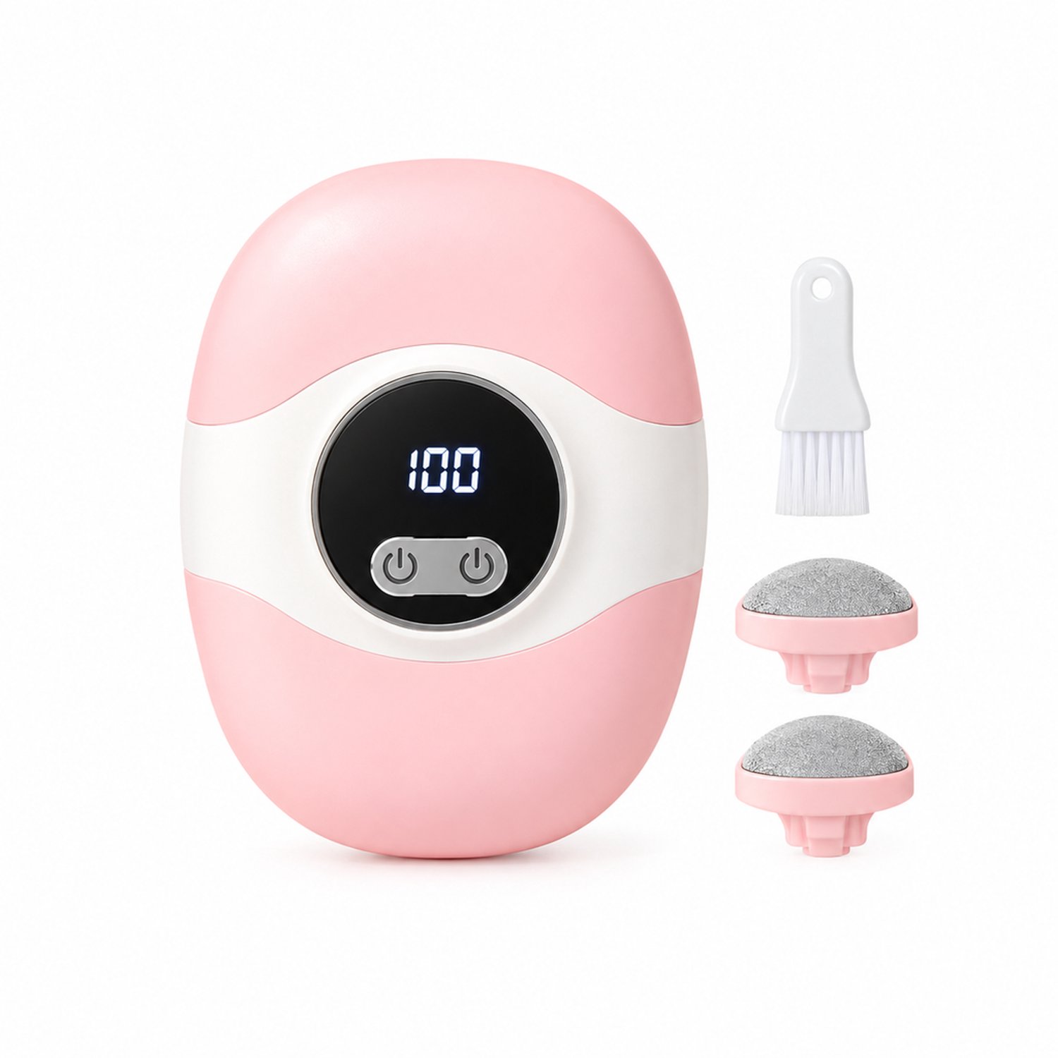 elektrische nagelknipper en voetvijl - 2-in-1 - 3 snelheden en digitaal lcd-display - Roze-wit - Inclusief 1 reinigingsborstel en 2 kwartsschuurkoppen