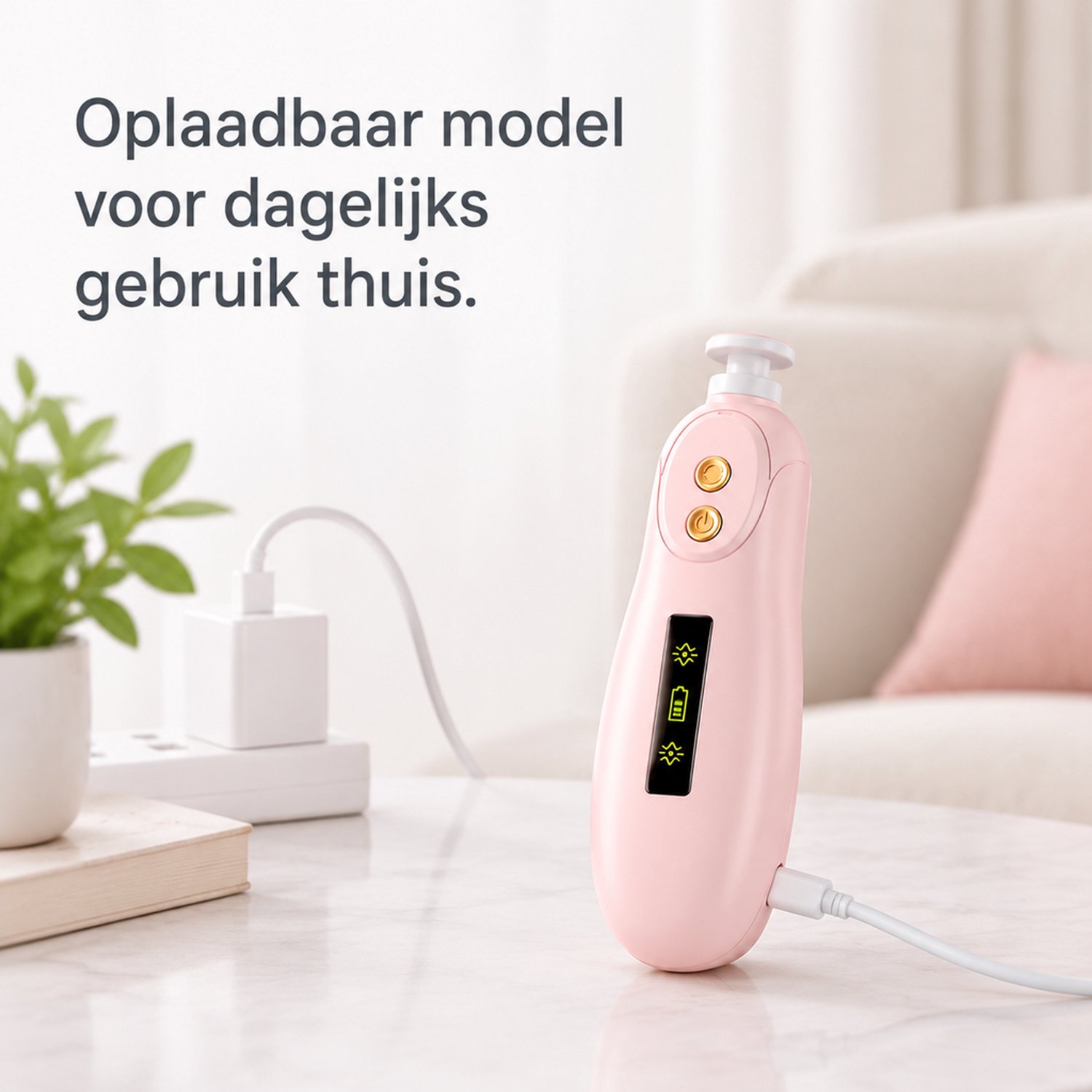 Elektrische nagelknipper - oplaadbaar - roze - voor dagelijks thuisgebruik