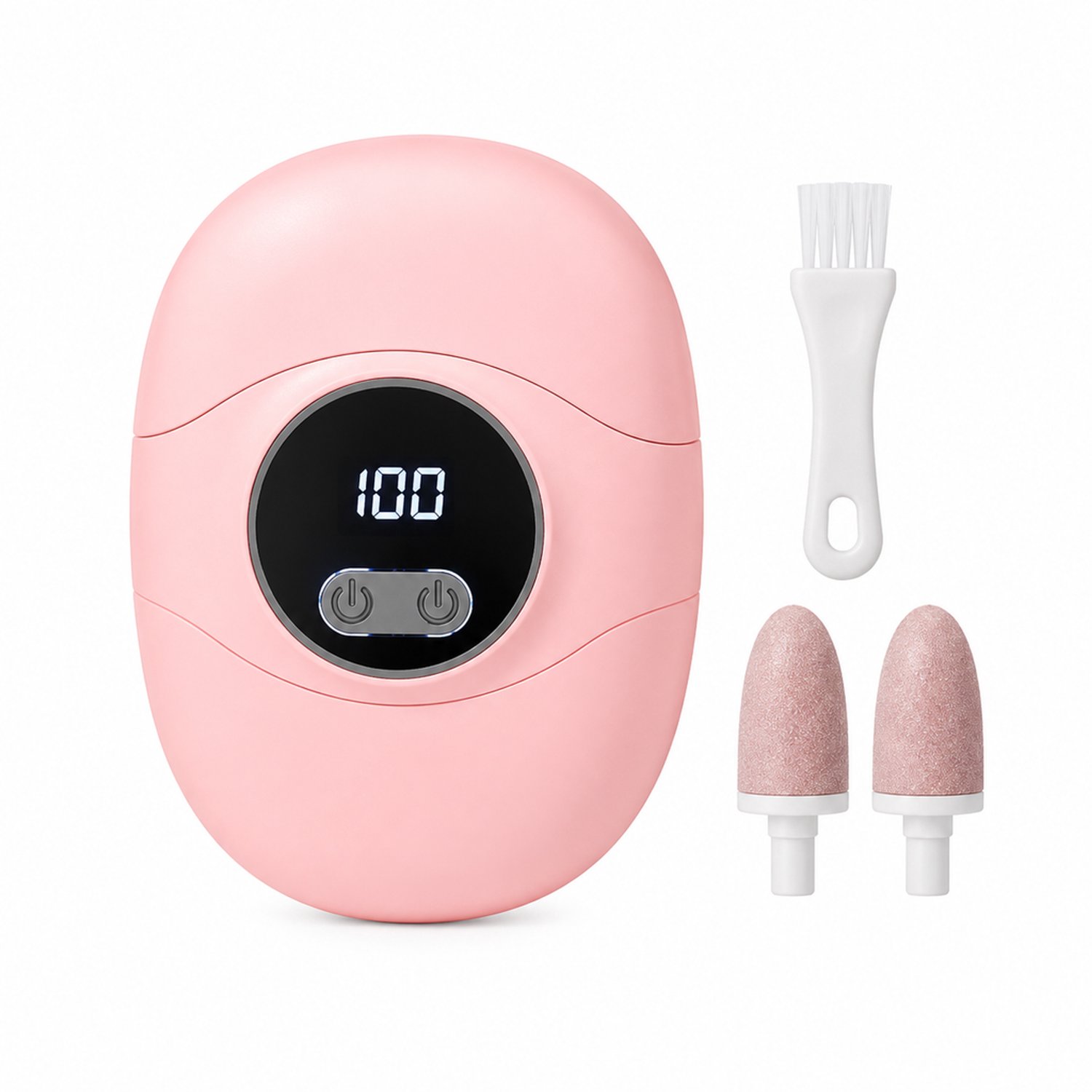 elektrische nagelknipper - 2-in-1 met eeltverwijderaar - 3 snelheden en lcd-display - Roze - Inclusief 1 reinigingsborstel en 2 kwartsschuurkoppen