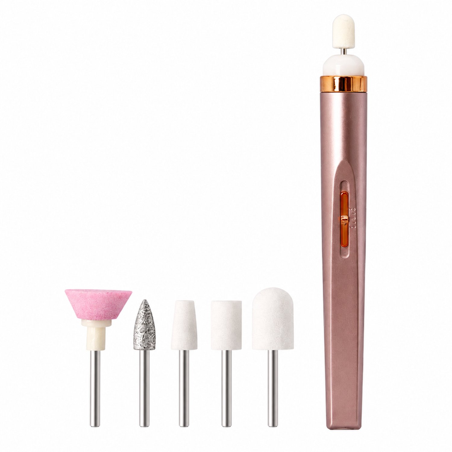 Elektrische nageltrimmer - Roségoud met 5 opzetstukken - 3 snelheden en oplaadbaar - Voor thuisgebruik - Met handleiding