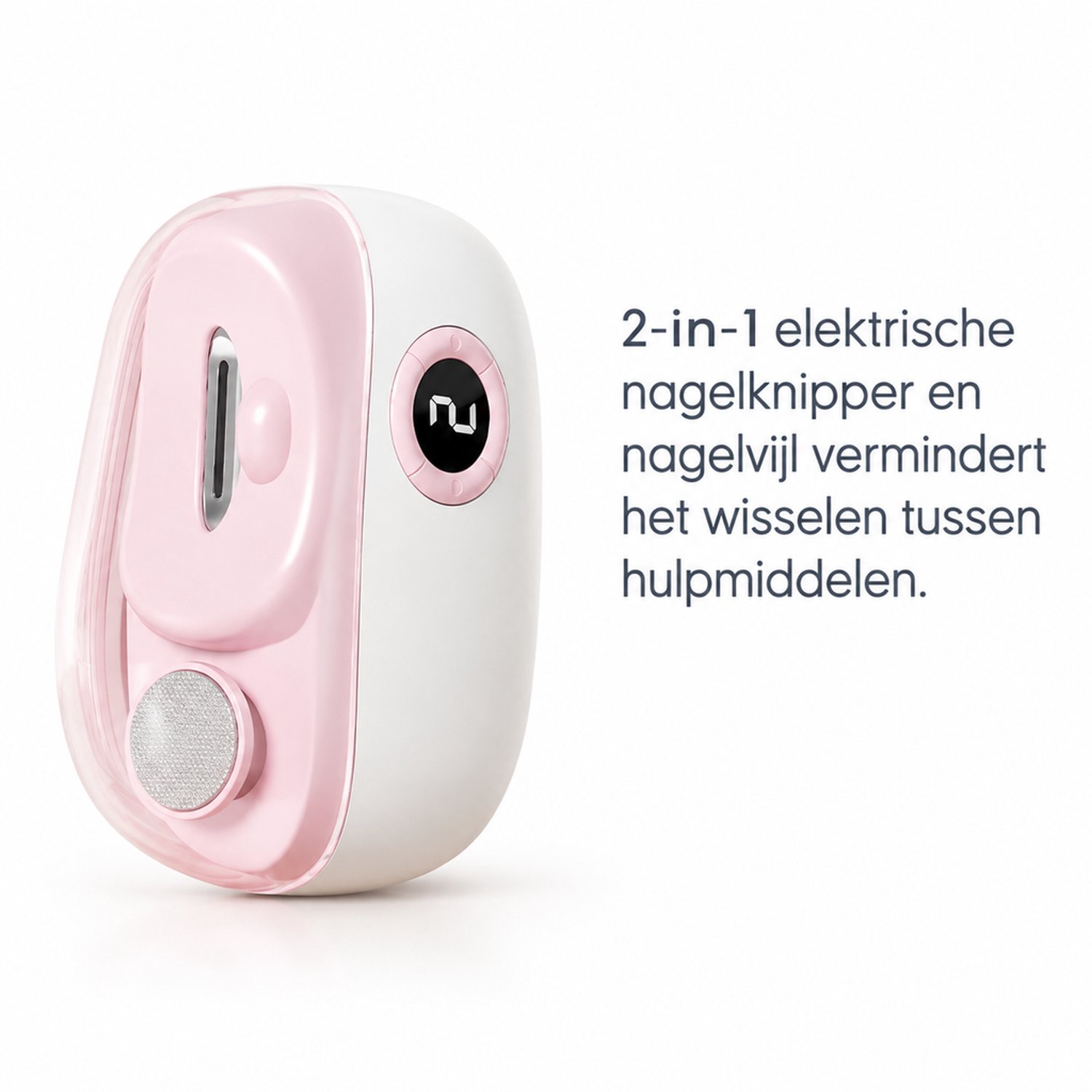 Elektrische nagelknipper - 2-in-1 - voor dagelijks thuisgebruik - roze - met reinigingsborsteltje