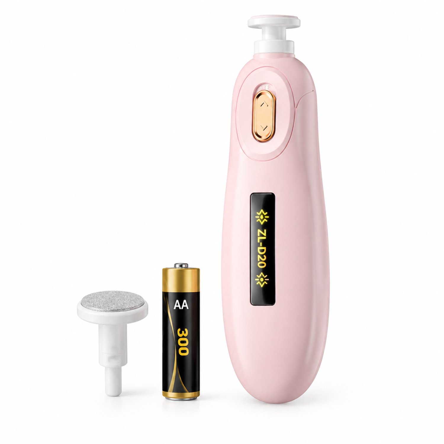 elektrische nagelknipper - roze batterijmodel - 3 snelheden met verlichting - met één slijpkop voor thuisgebruik - inclusief batterij