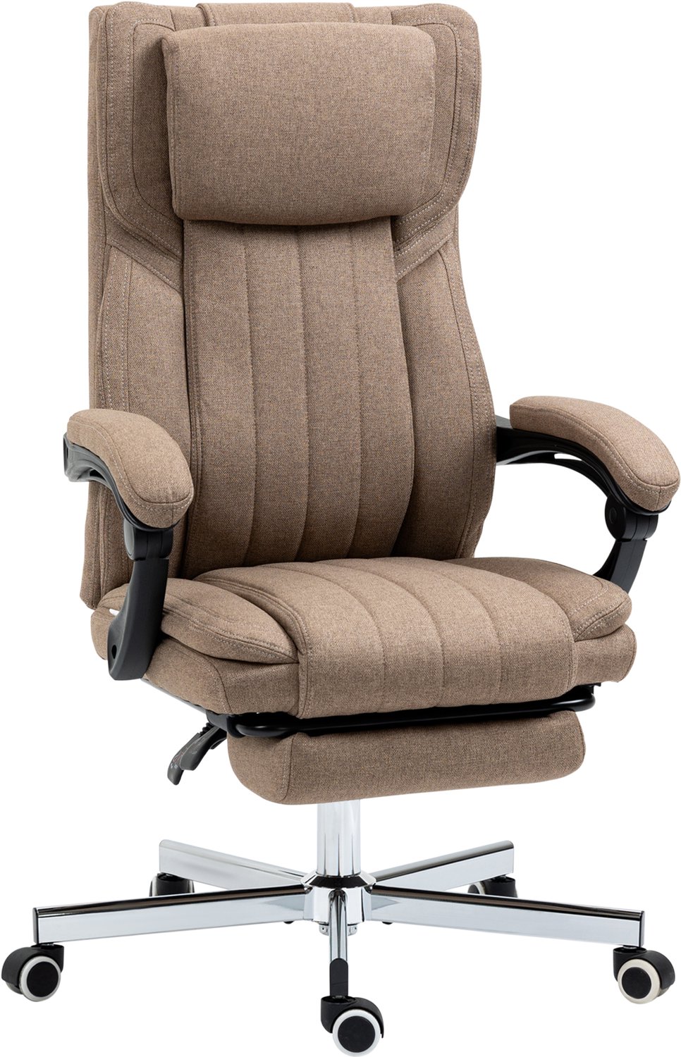 Vinona Bureaustoel met massagefunctie - Met voetensteun en verstelbare rugleuning - Met verstelbare hoofdsteun - 65 x 61 x 108-118 cm - Bruin