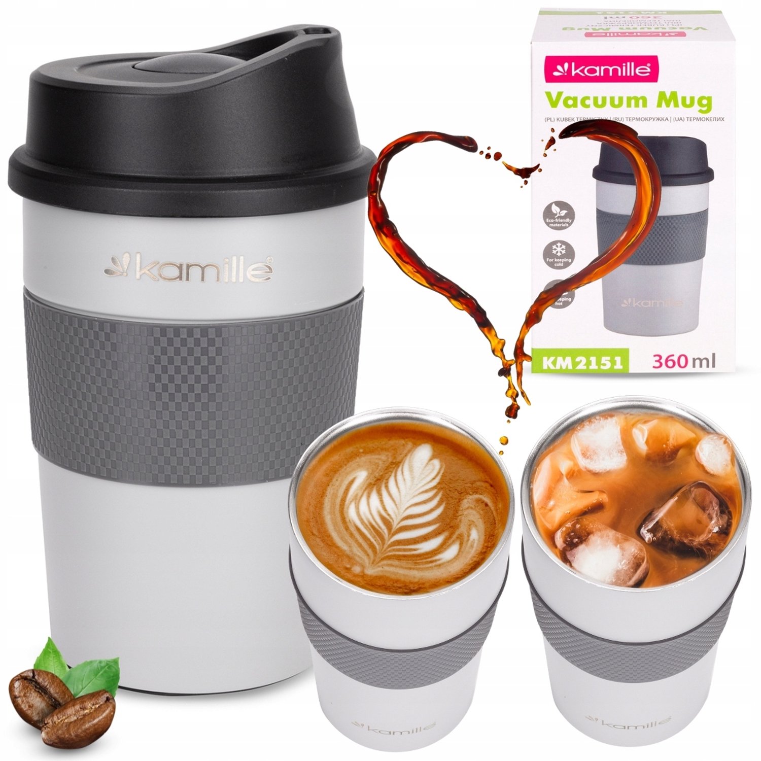 Kamille Thermosbeker 360ml - RVS, Antislip, Ideaal voor Onderweg
