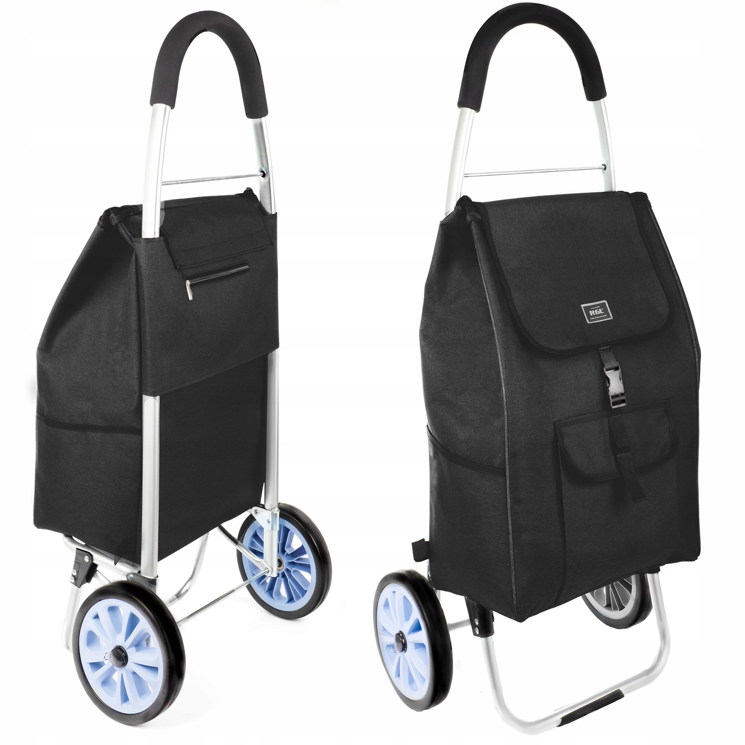 Lichtgewicht boodschappentrolley 44L, opvouwbaar, grote wielen, aluminium frame