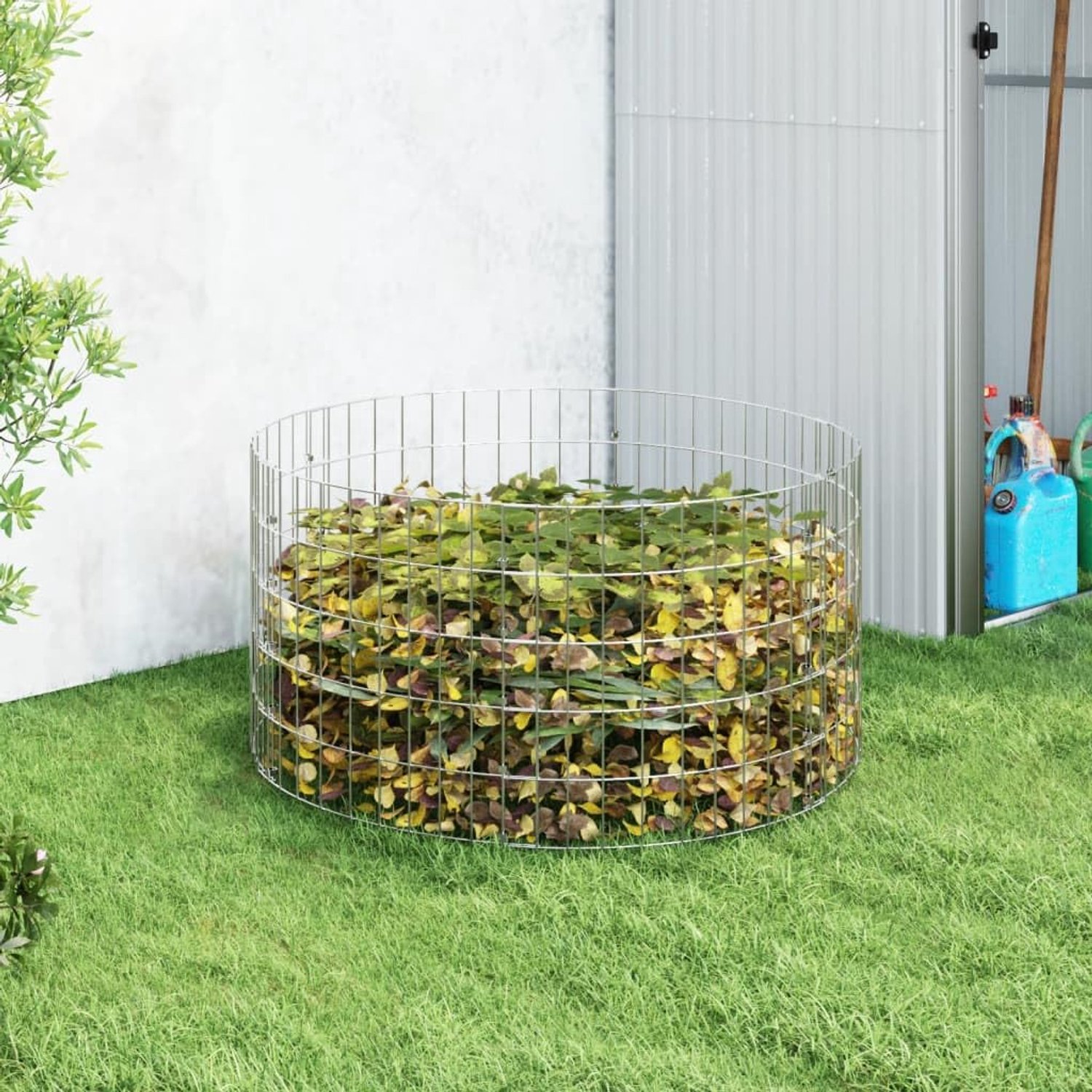 Famanu - Tuincompostbak - Oplossing voor tuinafval zoals bladeren en gazonsnijden - Weerbestendig ontwerp voor luchtcirculatie - Zilver 1