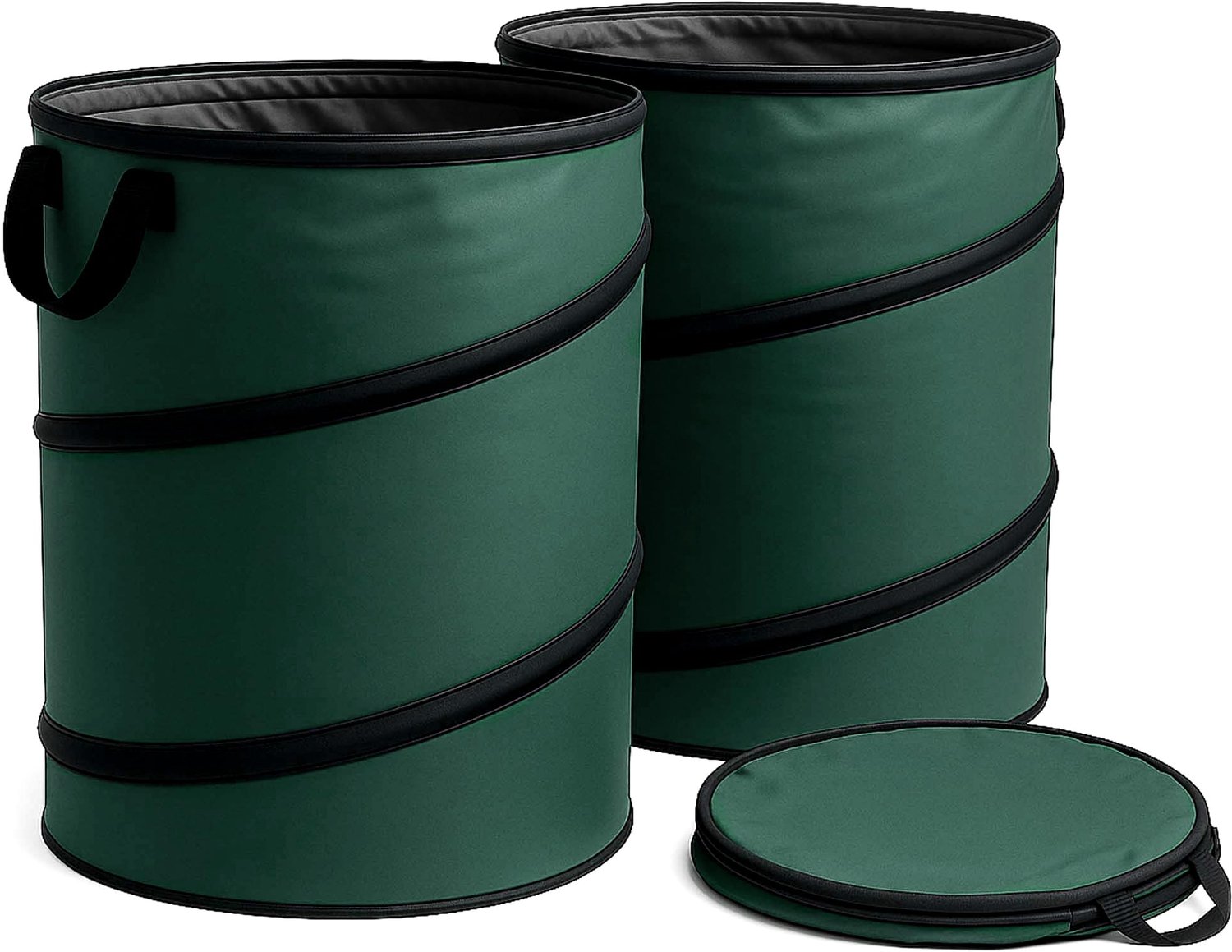 Famanu - Tuinafvalzak rond 100 l - Handige oplossing voor tuinafval - Robuust 600D-Oxford-polyester - Groen 3 stuks