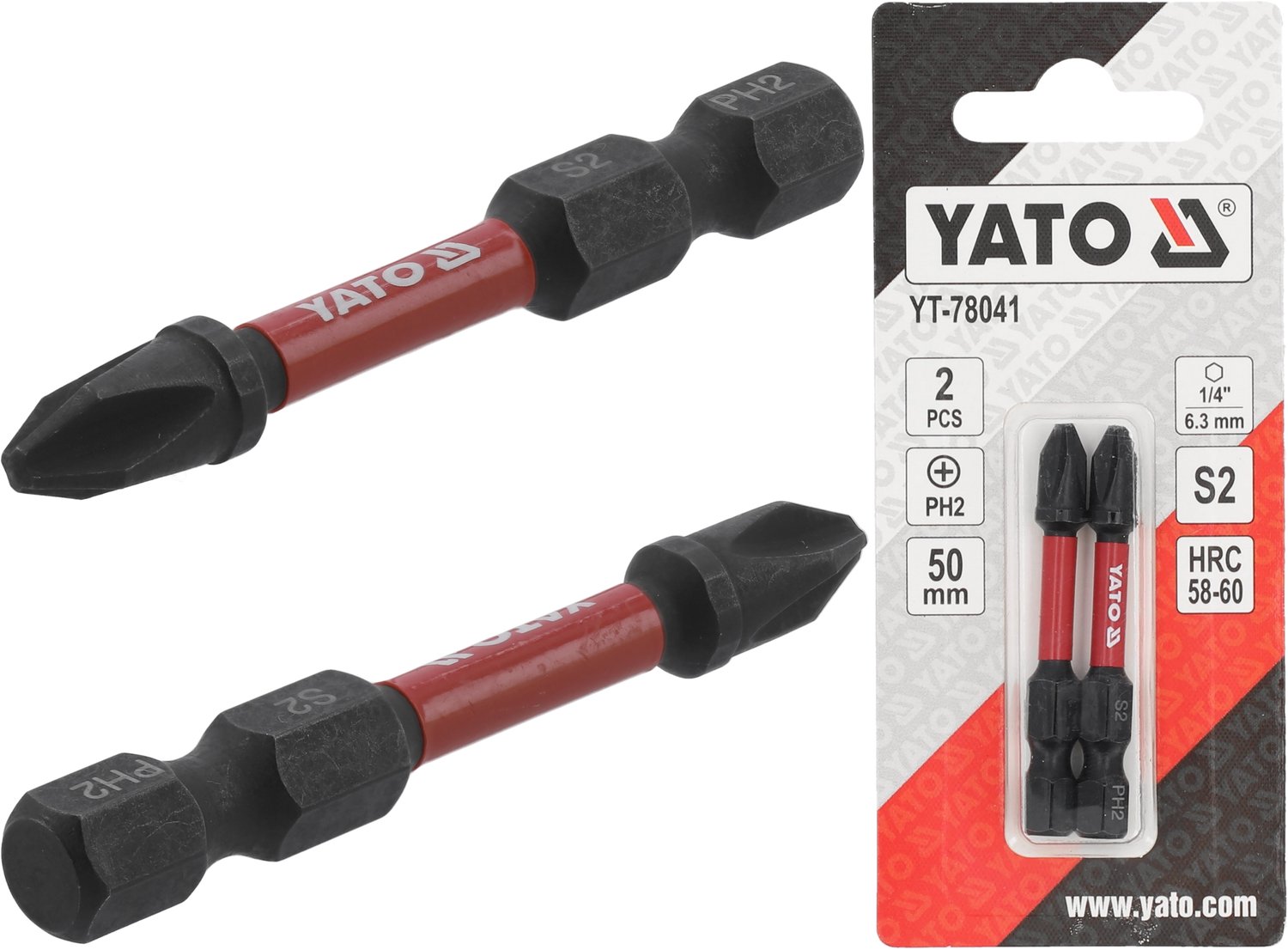 Yato Slagmoerbitsen PH2 1/4" 50mm 2 Stuks