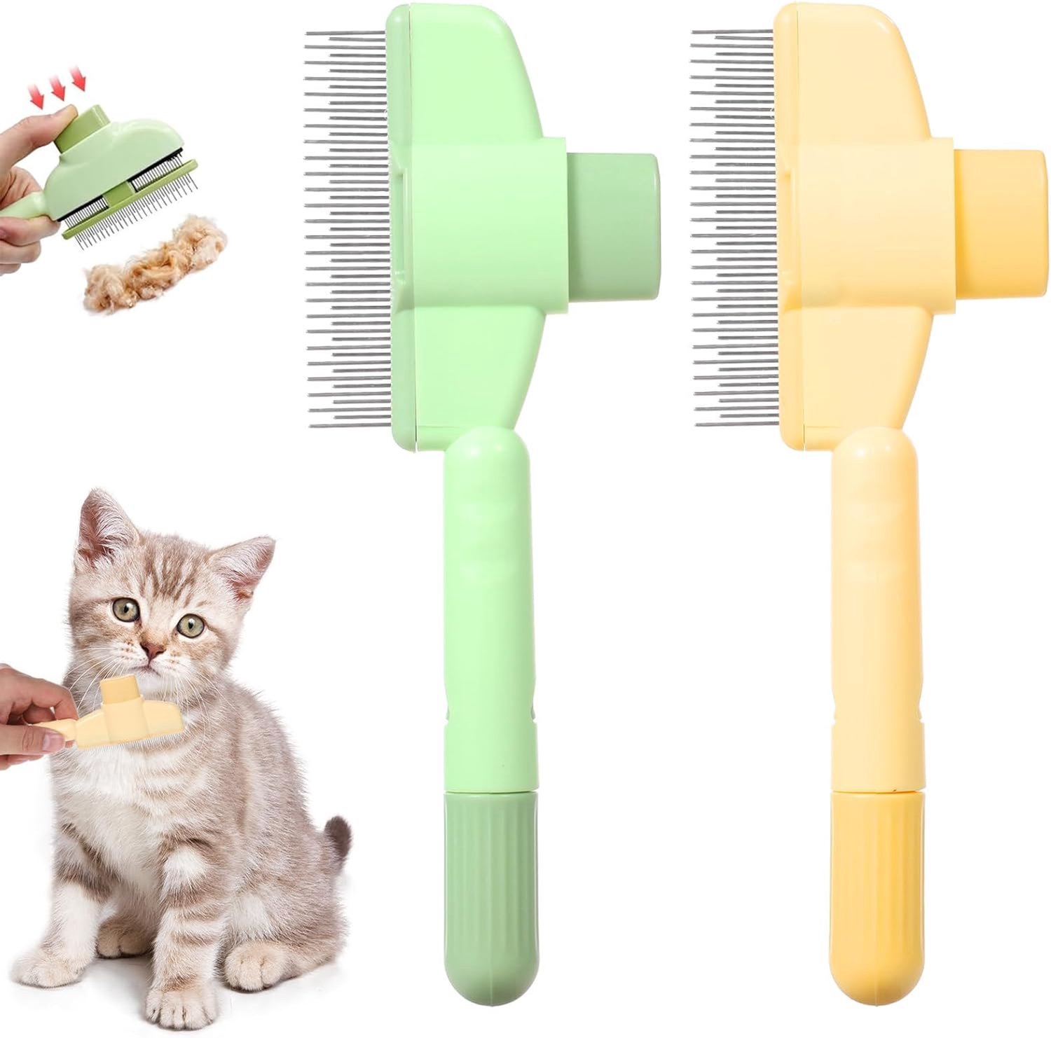 Famanu – Set van 2 hondenborstels, luizenkam voor katten en honden, kam voor dierenverzorging, geschikt voor alle soorten huisdieren met lang en kort haar