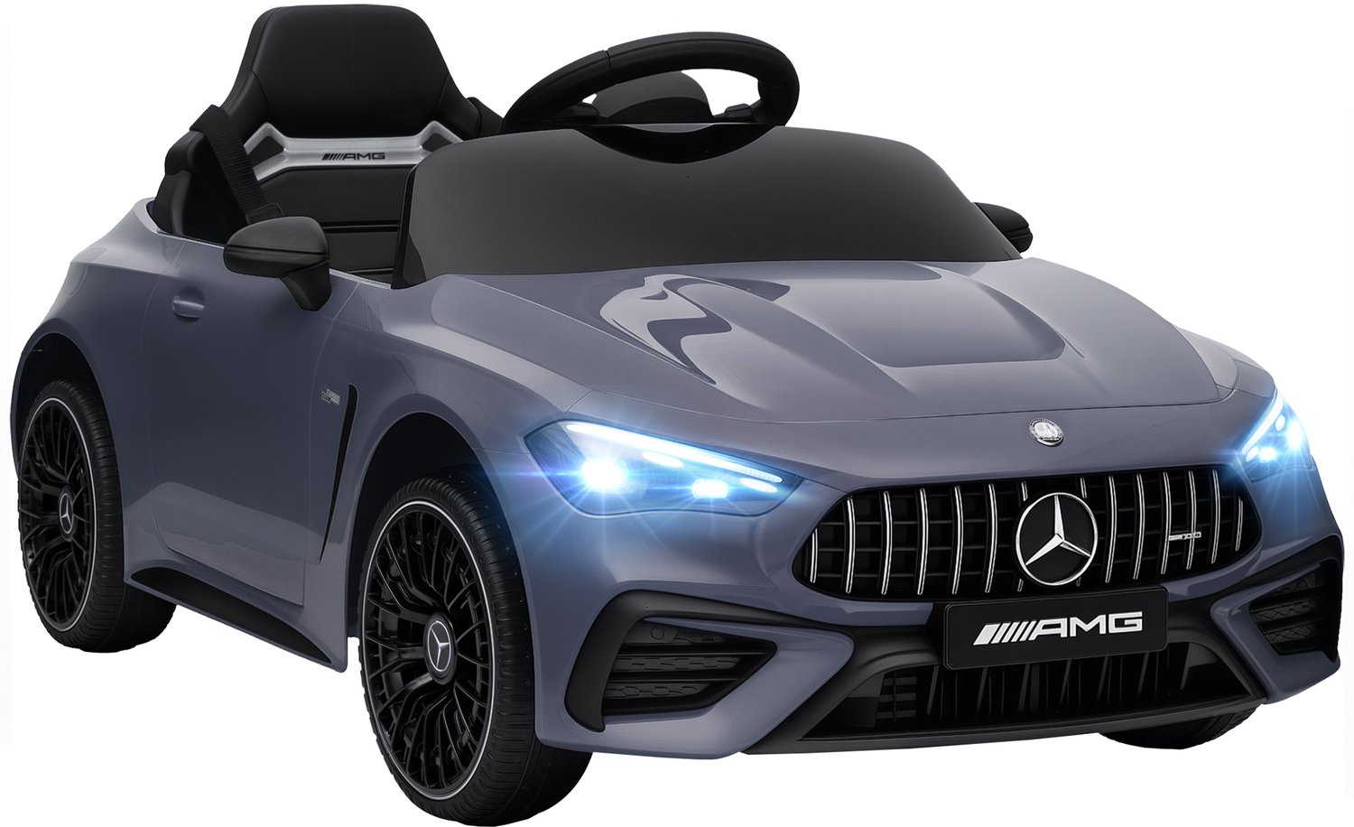 Playon Elektrische kinderauto - Met afstandsbediening en muziekspeler en ledverlichting - Met vering en veiligheidsgordel - 99 x 55 x 43 cm - Grijs