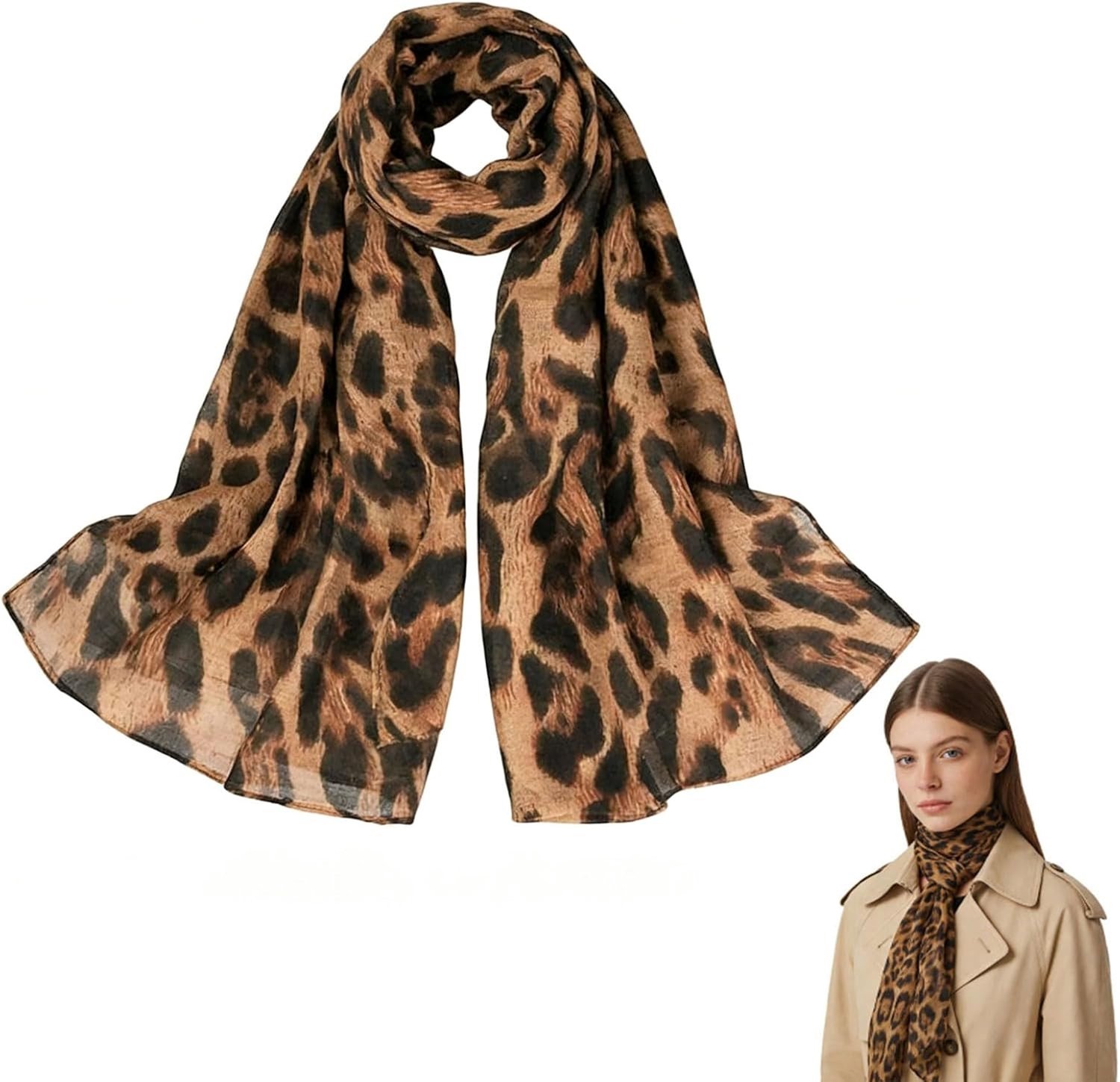 Elegante Luipaard Handdoek voor Vrouwen - Zijden Sjaal 50x170cm - Tijdloos en veelzijdig ontwerp, perfect voor strand, yoga en dagelijks gebruik, zachte en lichte stof in beige en zwart