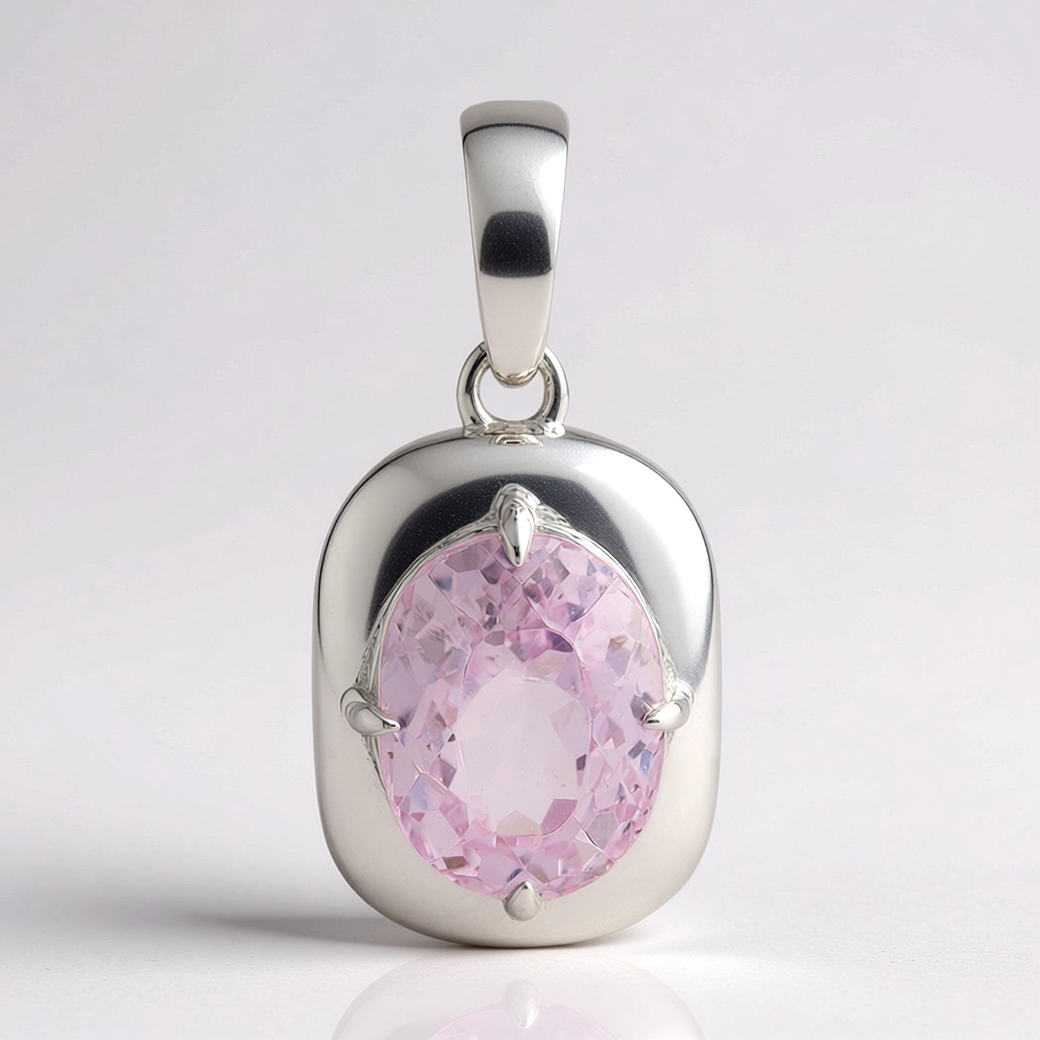 Cavill - Zilveren Hanger - 925 Sterling Zilver met Palladium Vergulding - Ovaal Geslepen Kunziet 2,015 ct uit Afghanistan - Elegant, Dames Sieraad