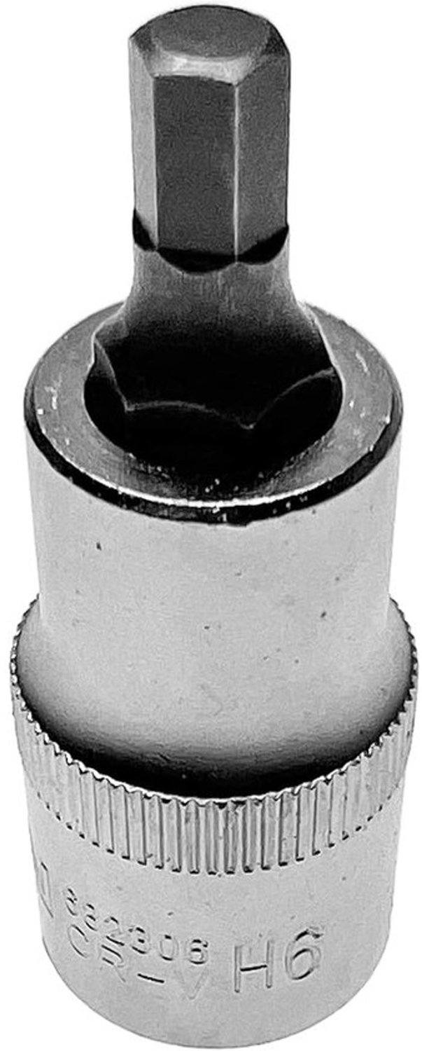 Inbussleutelbit - Dopsleutelinzet - Voor schroefwerk en klussen - Chroom-vanadiumstaal - 6 mm 1/2 inch - Mat verchroomd