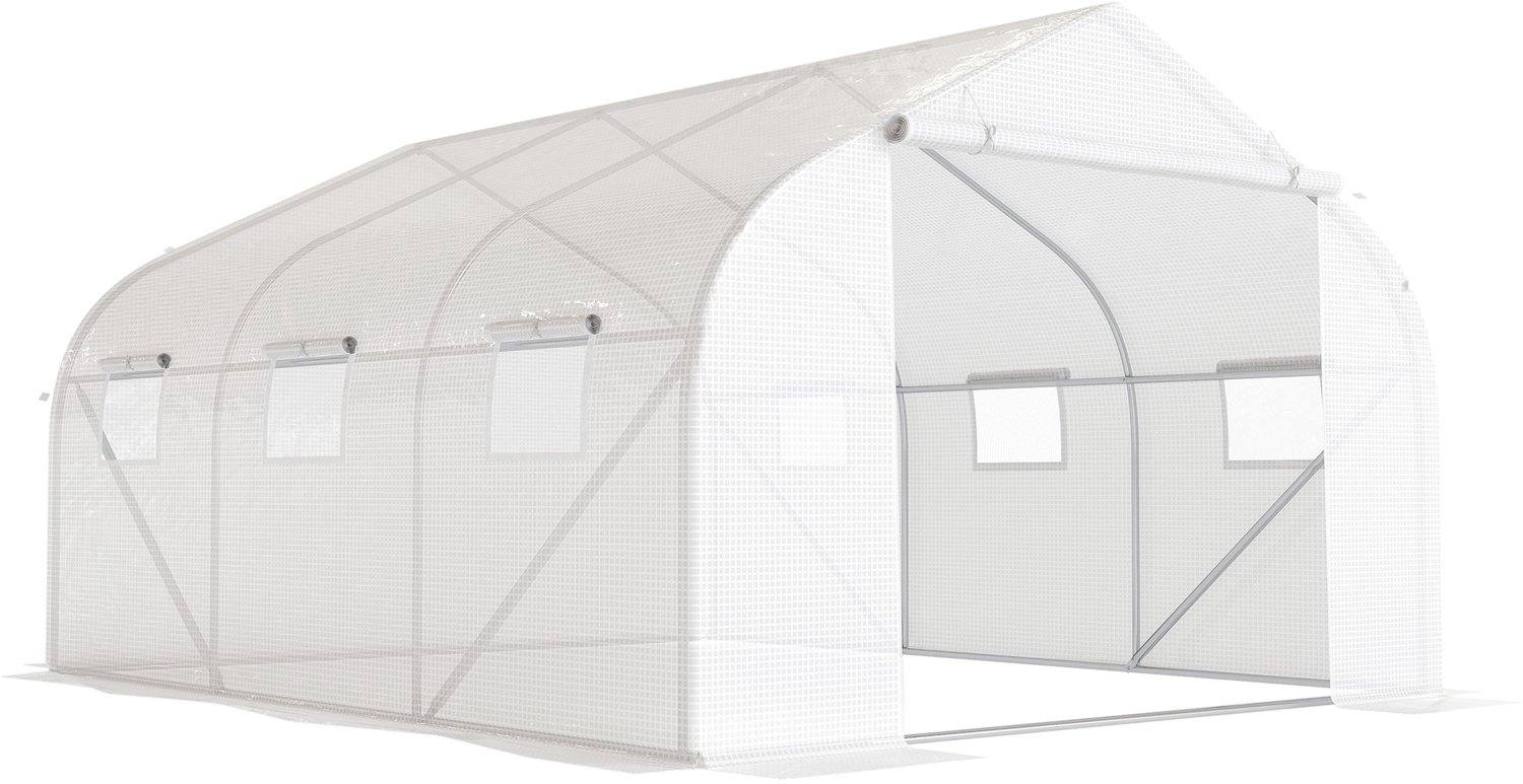 Sunona Tunnelkas - Met 6 ramen en roldeur - 445 x 300 x 205 cm - Wit
