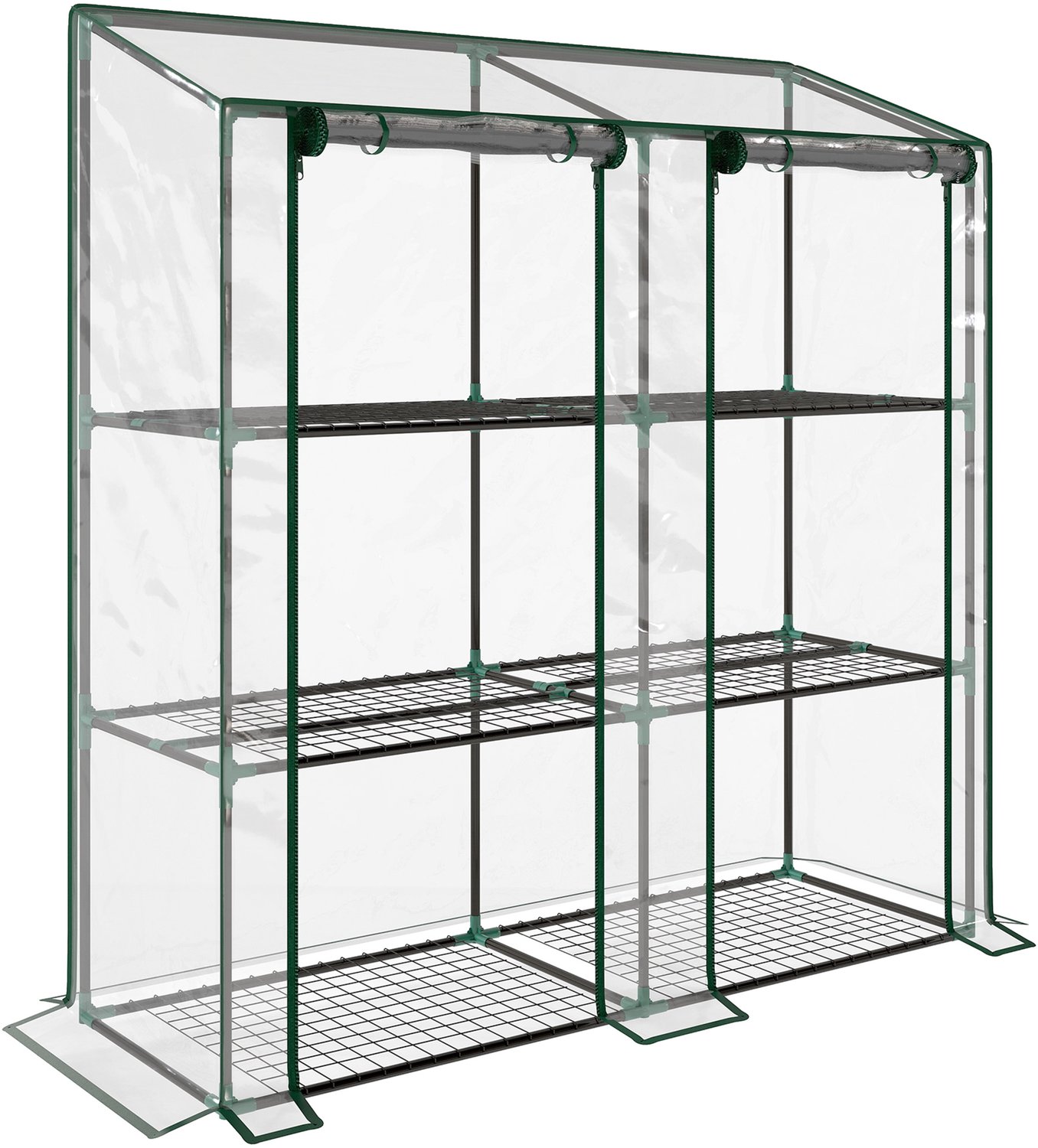 Sunona Muurkas - Met 3 etages en 6 schappen - Met 2 roldeuren - 143 x 46 x 141/151 cm - Transparant