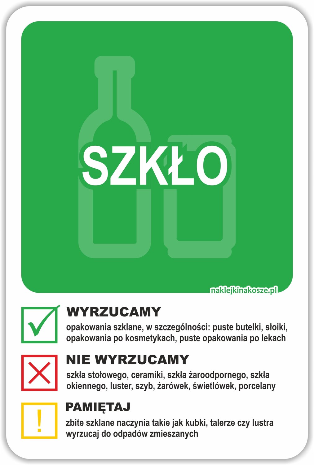 Merkloze Afvalscheidingssticker Glas 30cm - Milieuvriendelijk