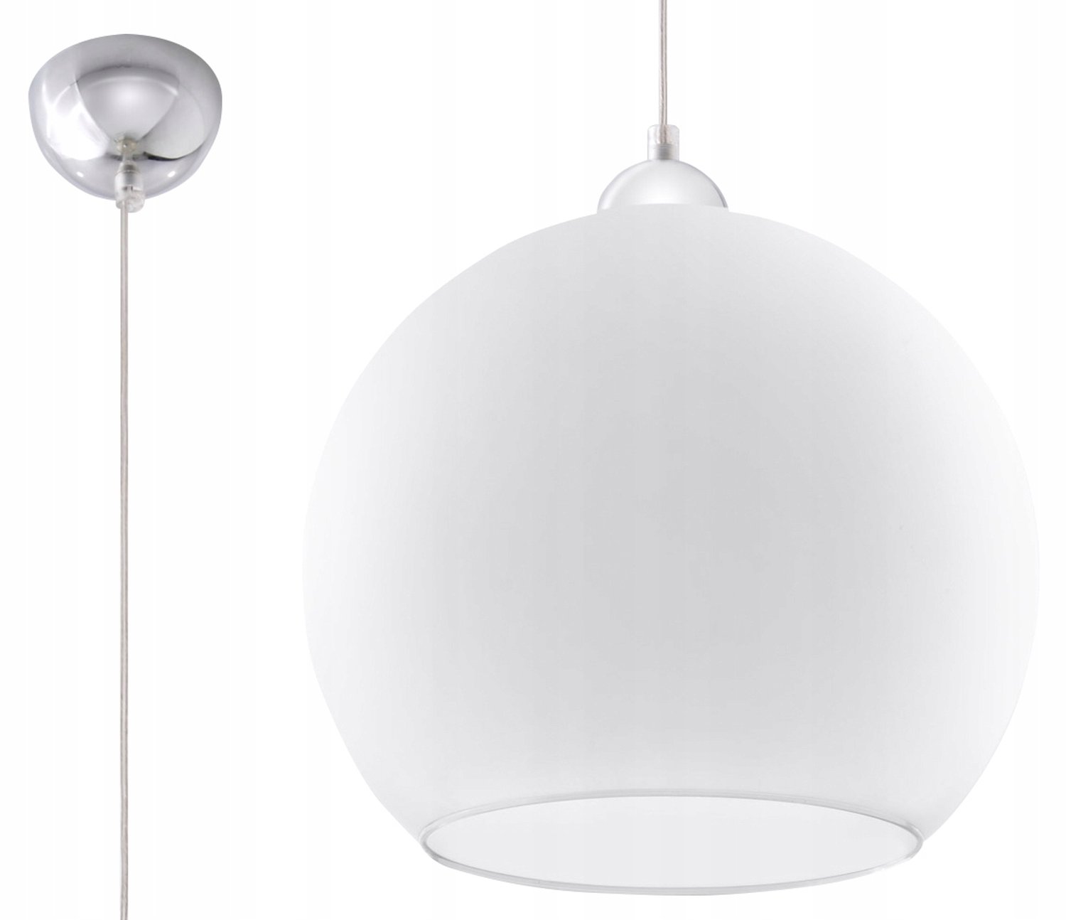 BALL Witte Hanglamp, Design Chroom/Wit, E27, Sollux Lighting
