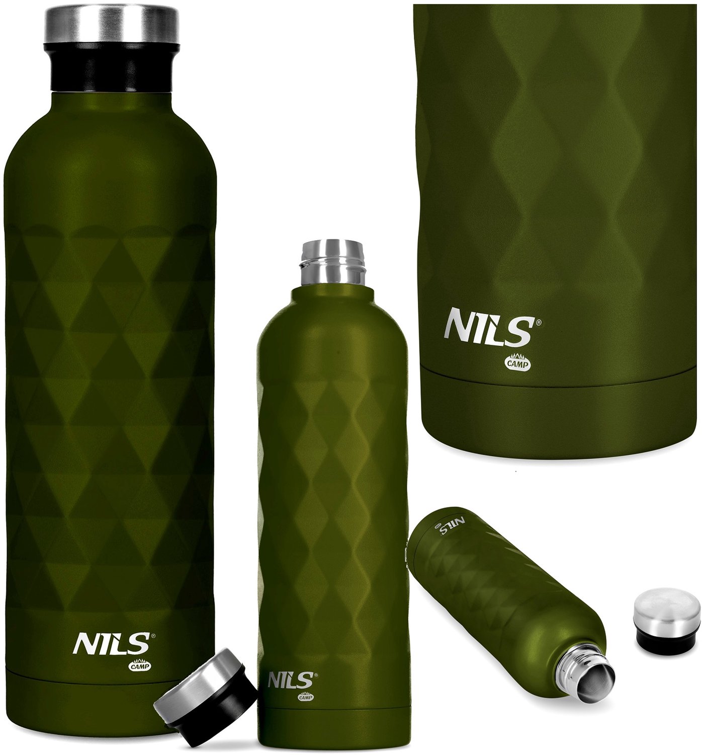 Nils Camp Thermosfles 750ml Groen - RVS, Lekvrij, 24u Koel