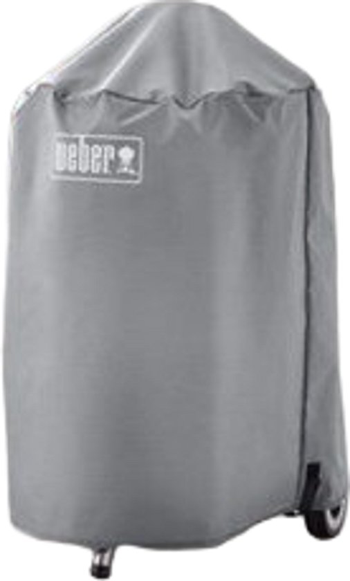 Weber barbecuehoes in grijs, met logo. Bedekt de gehele barbecue.