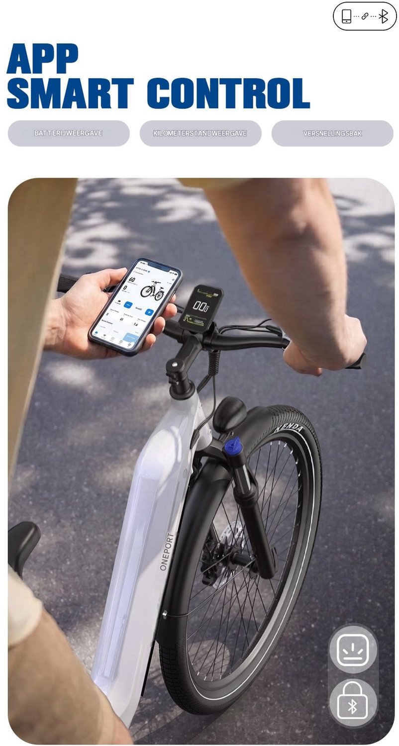 Onesprot WT05 Elektrische Stadsfiets 27,5 inch – Uitneembare 655Wh Accu – Tot 120 km Bereik – Shimano 7-Speed – Hydraulische Remmen –Koppelingssensor –App–Elektrische Fiets –Grijs — afbeelding 5
