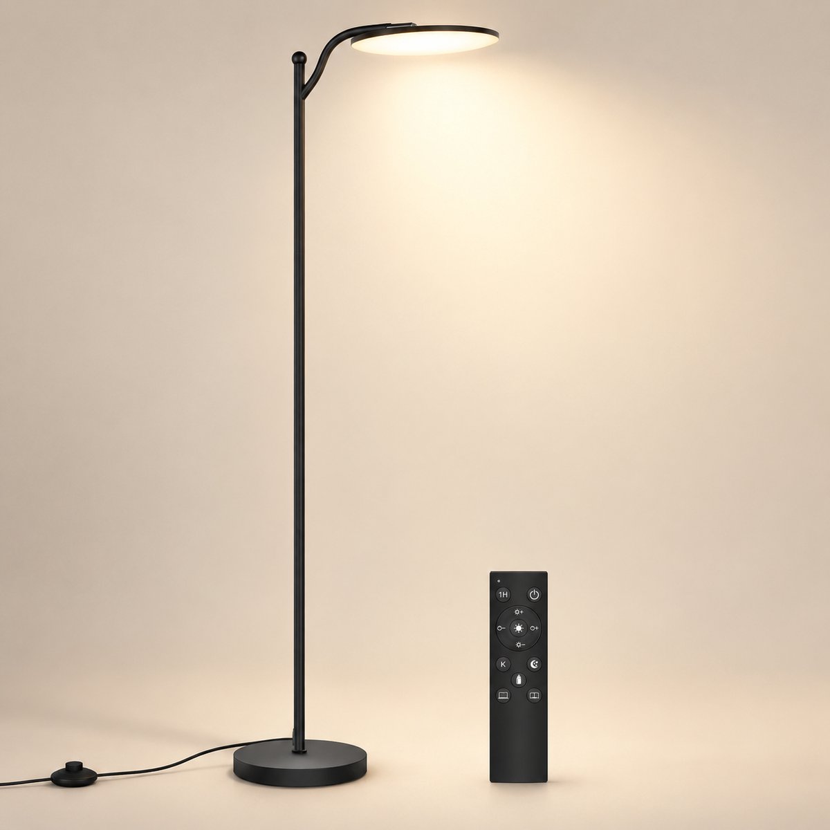 LOVHAUS LED Vloerlamp 32W 3520LM - Dimbaar 3000-6500K - Met Afstandsbediening - Zwart
