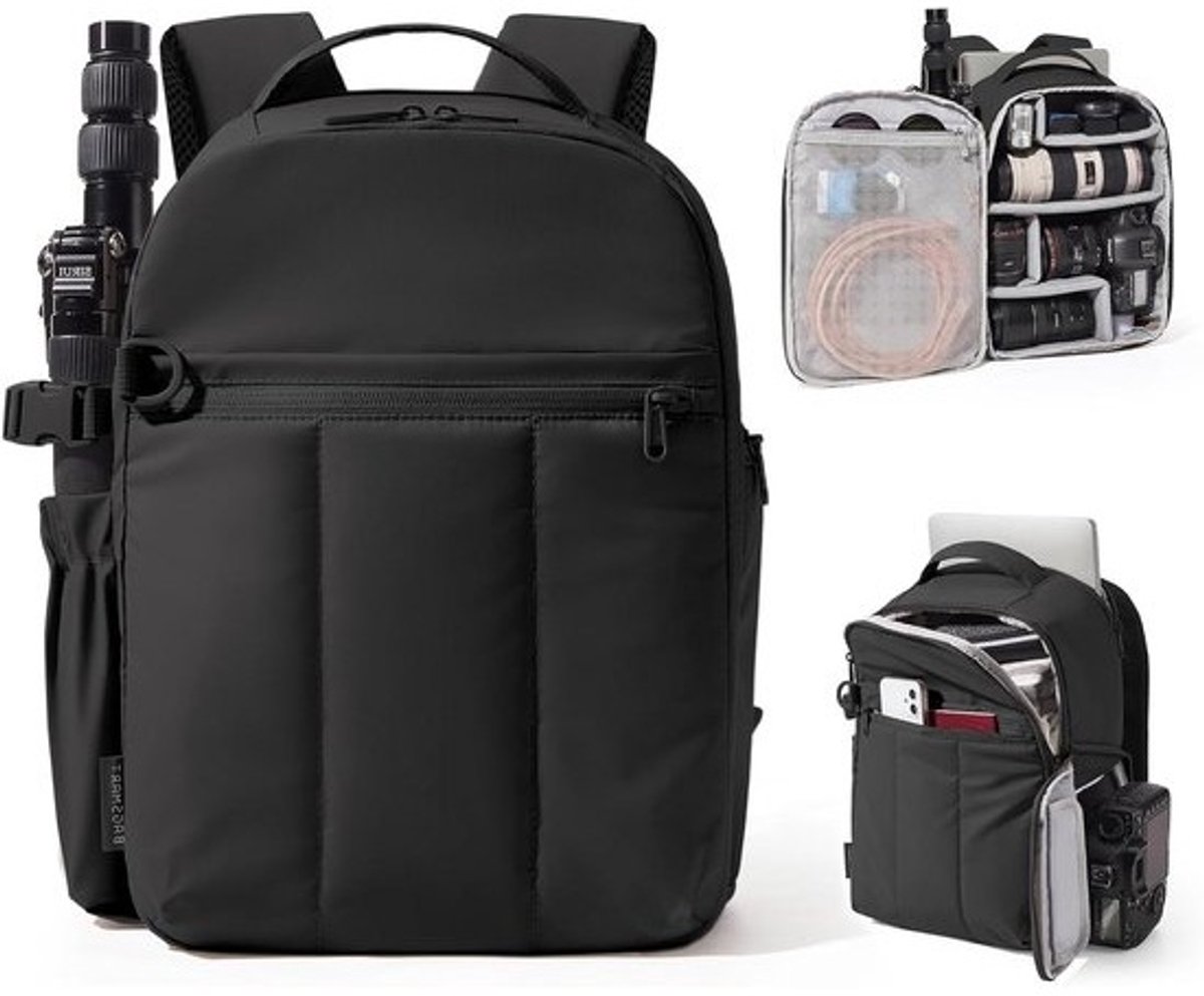 Cameratas Rugzak - Fototas Laptop - Foto's Opslaan - Waterdicht Ontwerp - 13.3 Inch Laptop - Zwart
