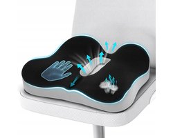Zitkussen Orthopedisch - Stuitkussen Ergonomisch - Wigkussen Traagschuim - 43x40x10cm - Hol Ontwerp - Drukverdeling - Pijnlijke Stuit - Antislip - Ademende Hoes - Voor Thuis Auto en Bureaustoel - Zitcomfort