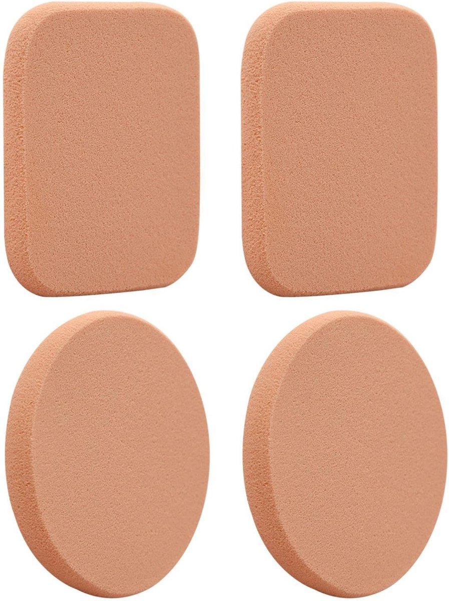 4 Natte En Droge Poederdonsjes, Zachte Make-Upsponsjes, Geschikt Voor Foundation, Concealer, Blush (Vierkant, Rond).