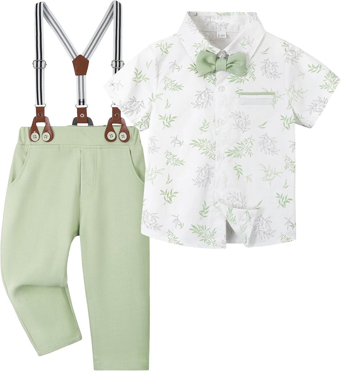 Formeel pak voor baby's en kinderen, romper met korte mouwen met bretelbroek, baret en vlinderdas, elegante bruiloftsset