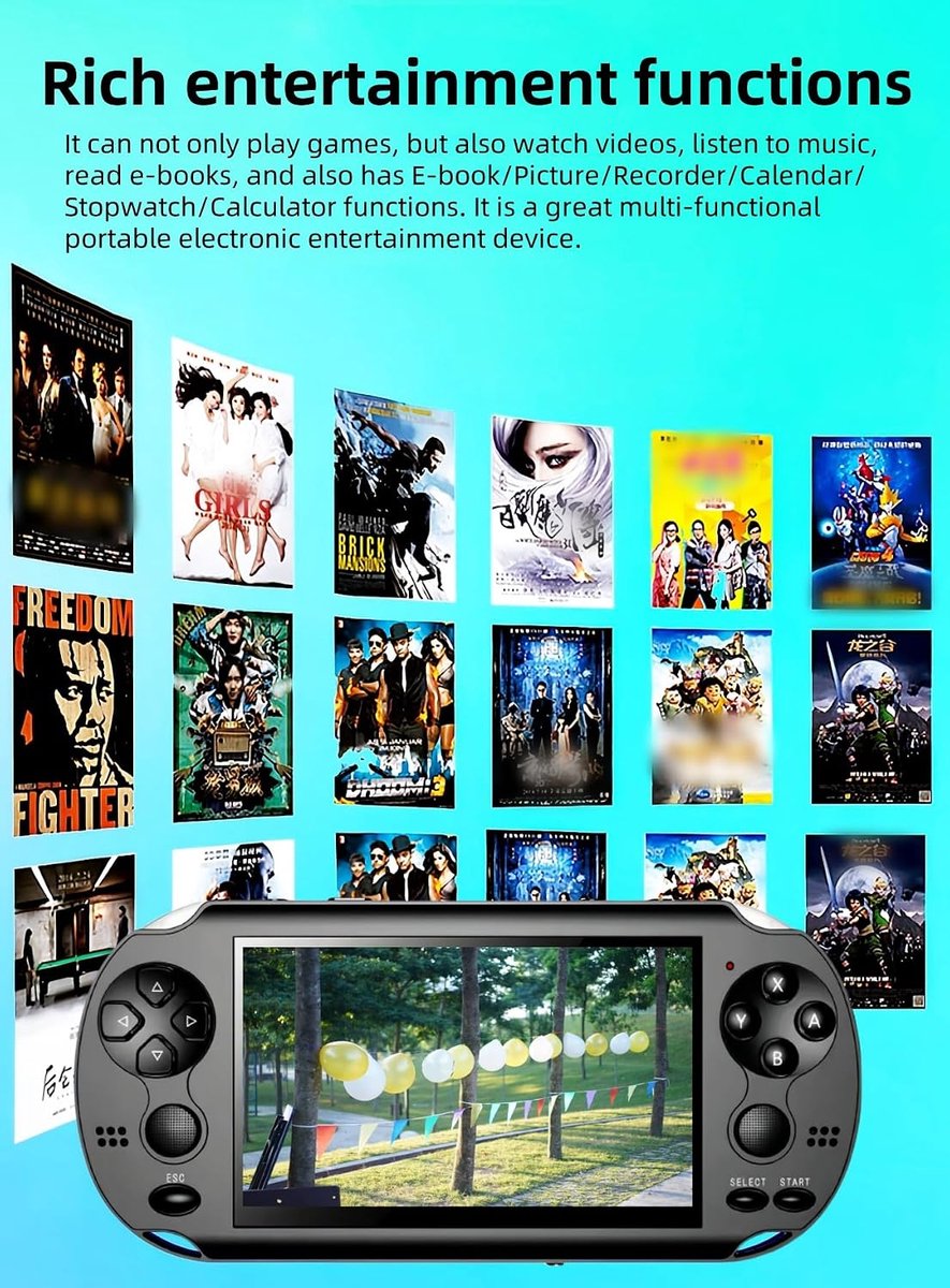 4,3 inch dual-joystick videospelconsole, 2000, geïntegreerde games, meerdere simulatoren, ondersteunt MP4/TV Out draagbare retro gameconsole voor onderweg elektronisch speelgoed — cadeau in Games, Films & Muziek - foto 7