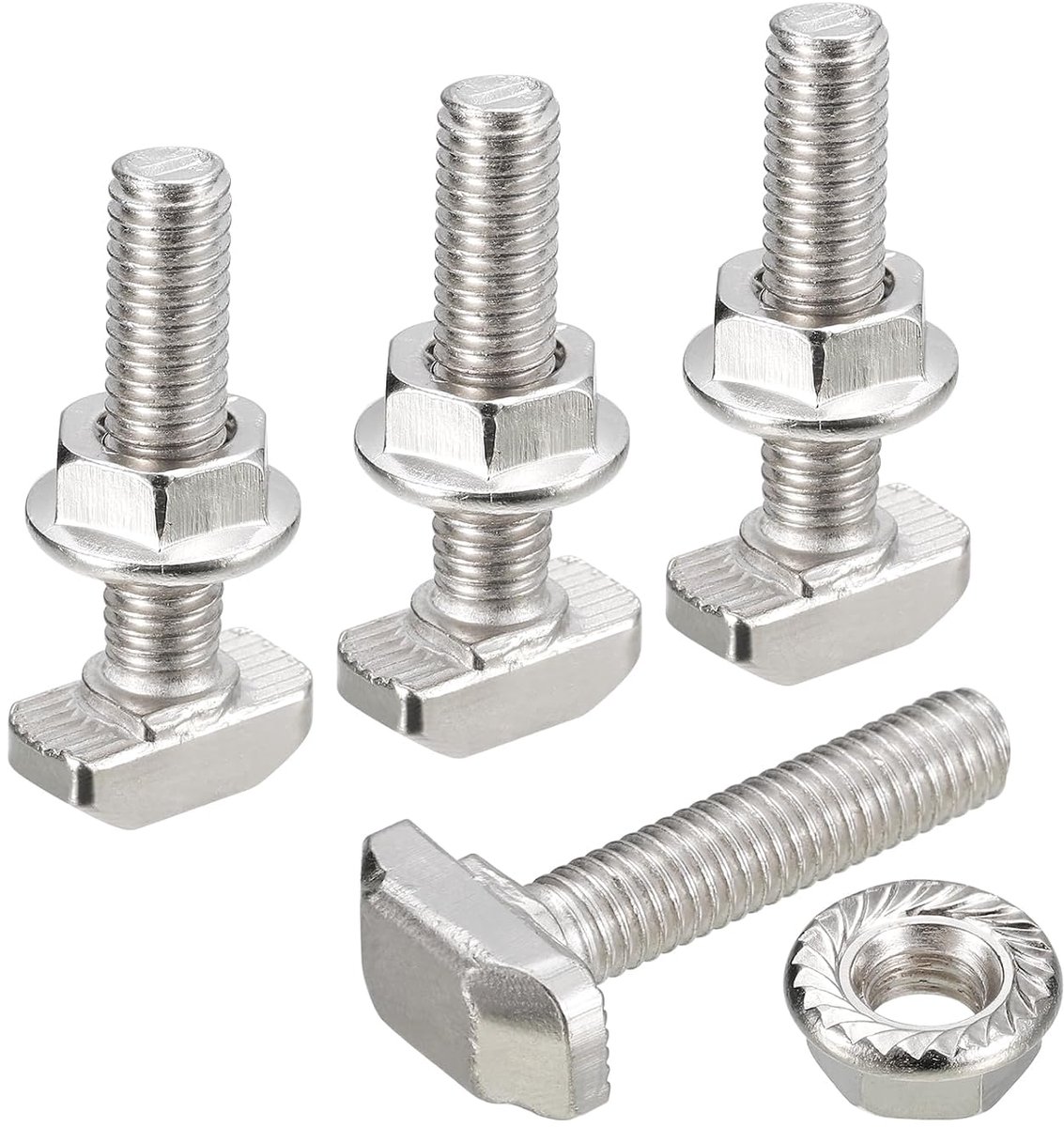 T-schroeven in M6 x 30 mm en flensmoer M6, 20 sets glijschroef met T-vormige pen met hamerkop voor aluminium profiel uit de serie 30