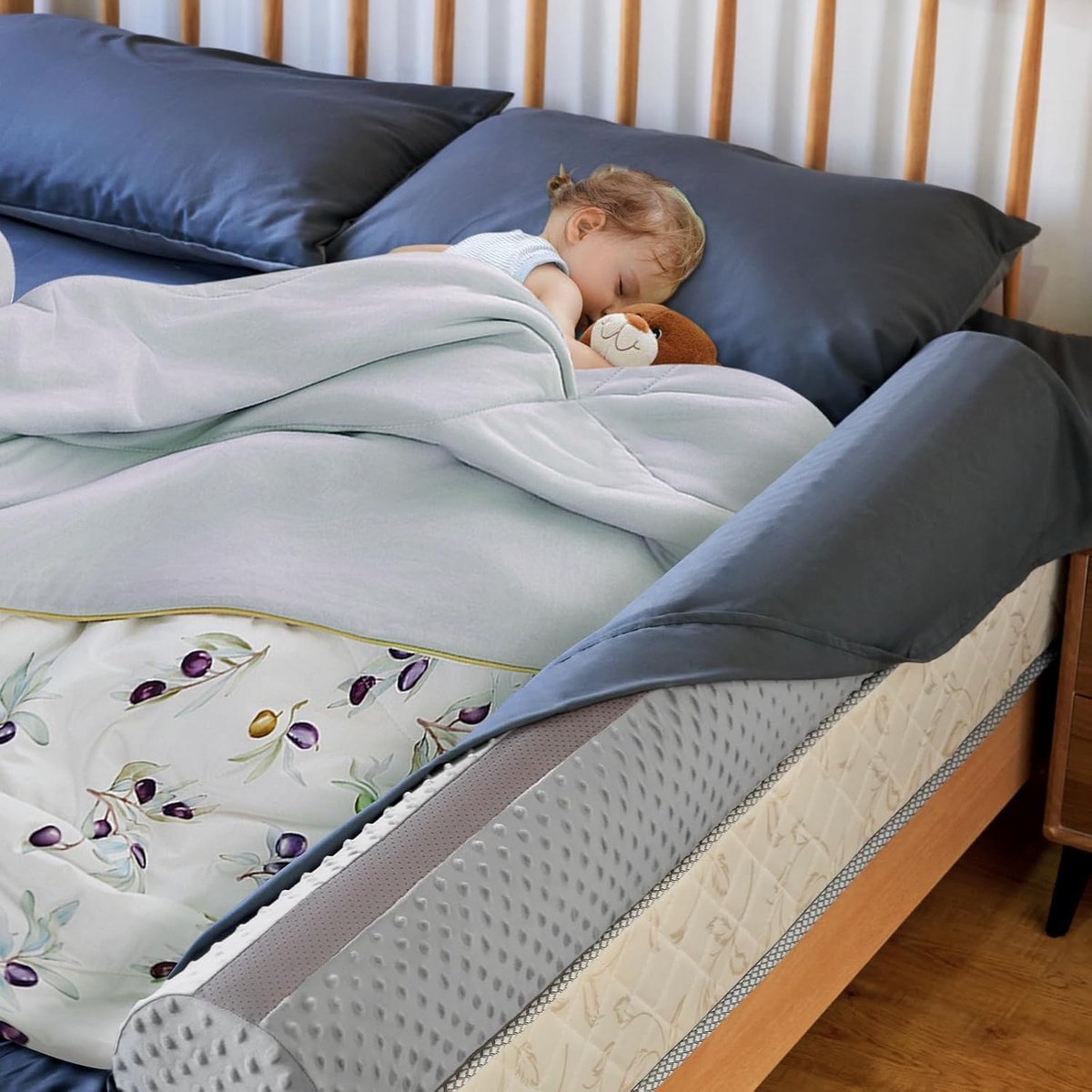 Bedhek, valbescherming, bedhekje voor kinderen, babybedhek, valbescherming met machinewasbaar, antislip en overtrek voor baby's, oudere volwassenen