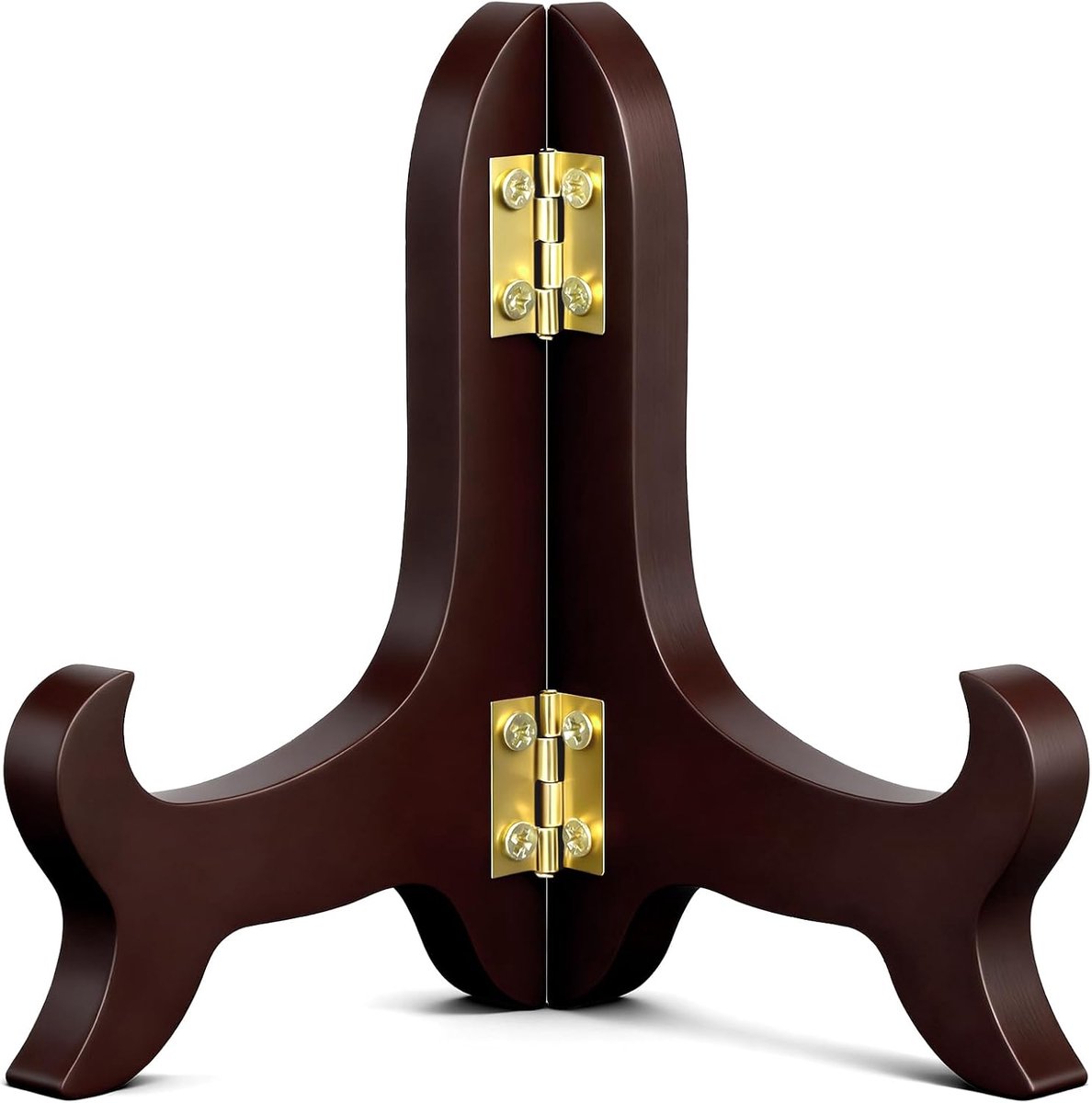 houten bordenstandaard, vouwbaar, kleine ezel voor fotolijsten, tafelopsteller, Bruin & Goud