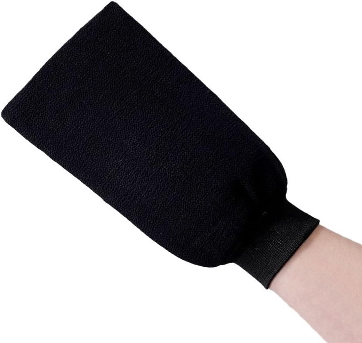 Stuk Exfoliatie Handschoen, Dubbelzijdig Bruikbaar, Versterkt En Verbreed, Met Manchetdesign, Zwart