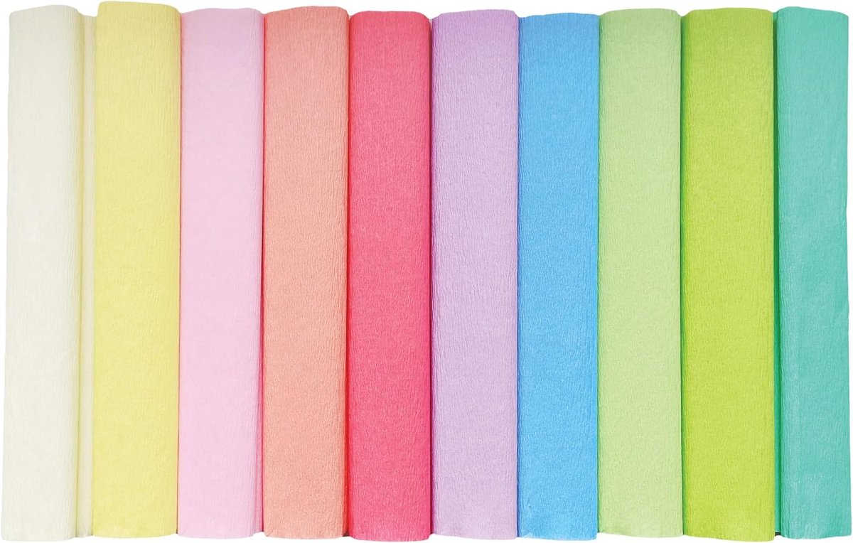 Crêpepapier rollen - 25 x 200 cm - 10x pastelkleuren
